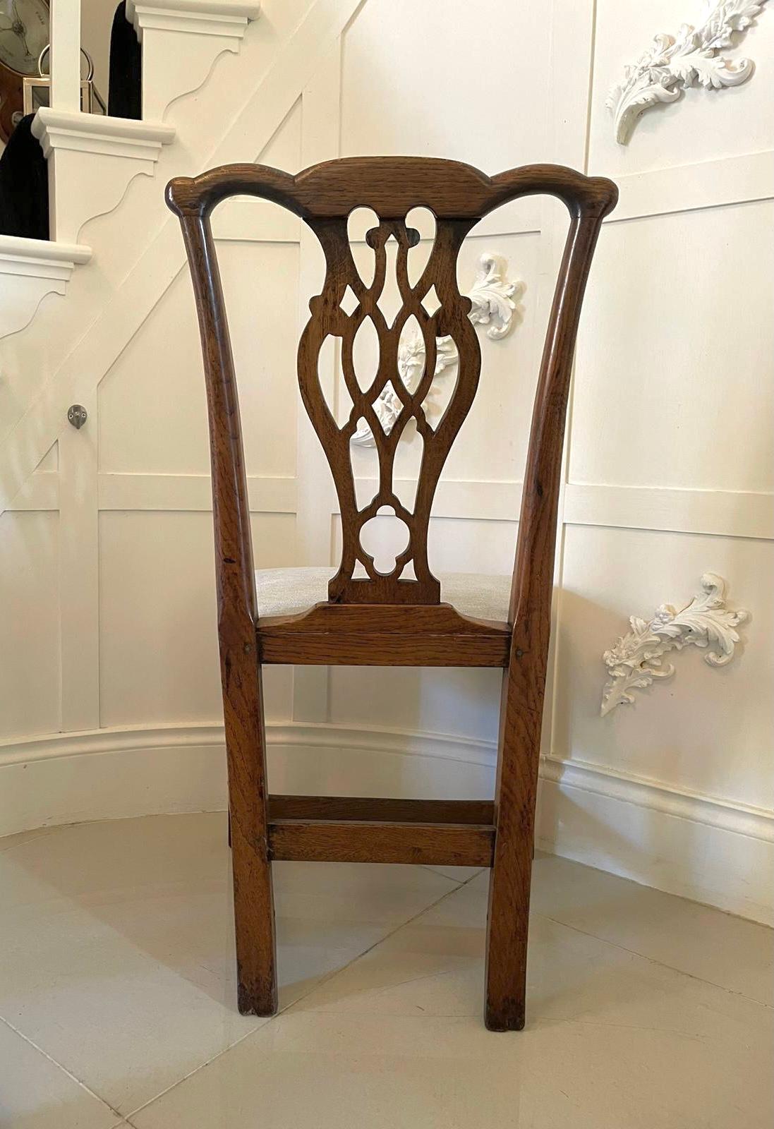 Quality Antique Oak Set of Six George III Chippendale Dining Chairs 7