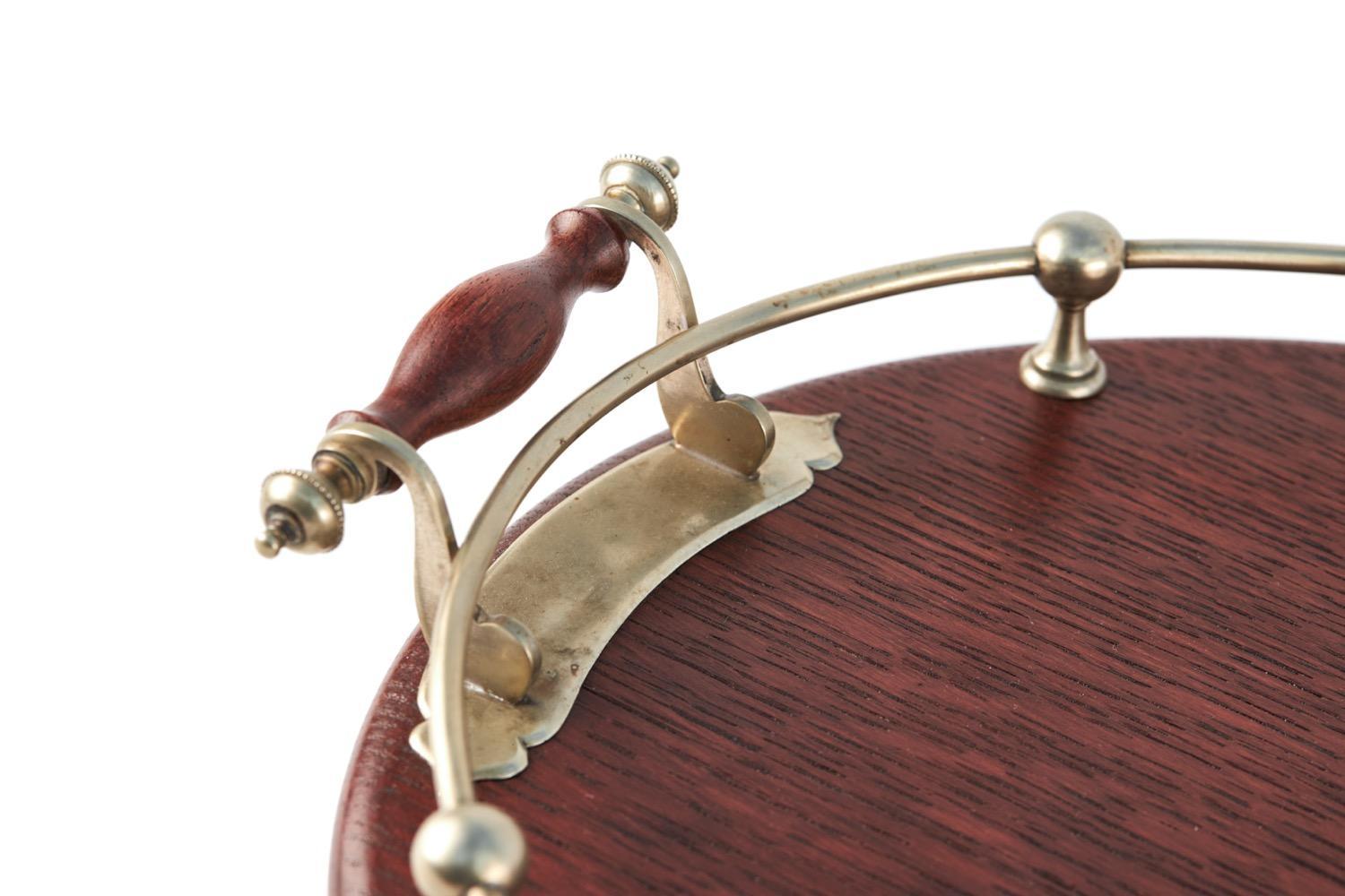 Quality Antique Oak & Silver Plated Oval Tray 2