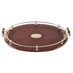 Quality Antique Oak & Silver Plated Oval Tray