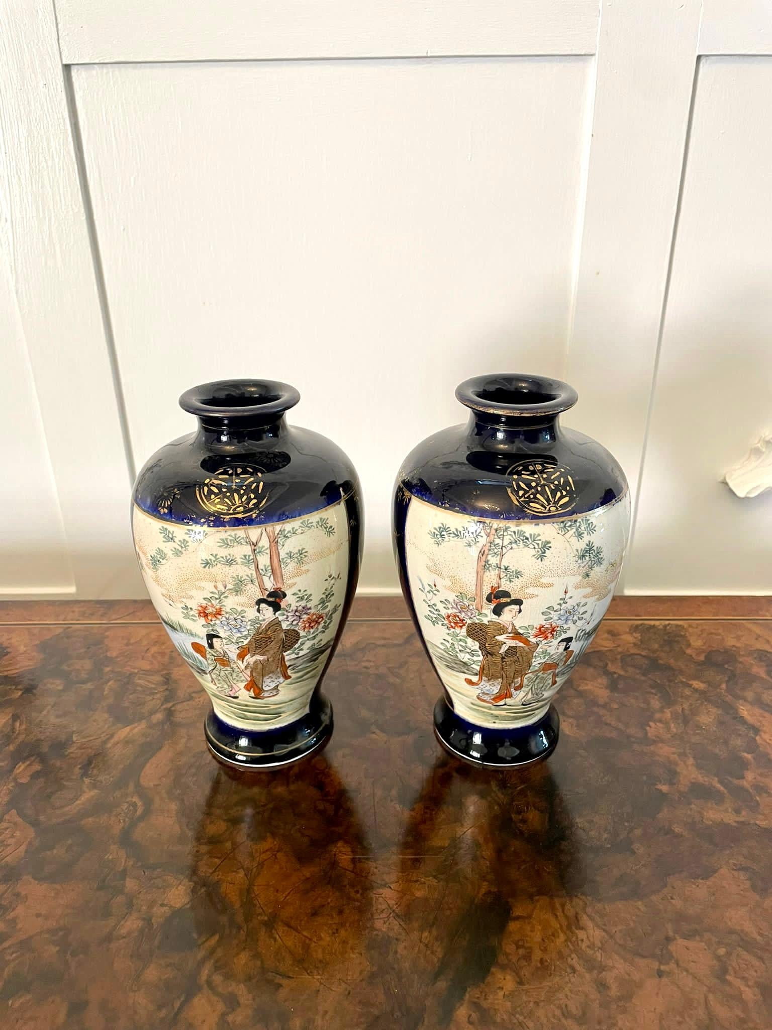 Quality Antique Pair of Satsuma Vases For Sale 3
