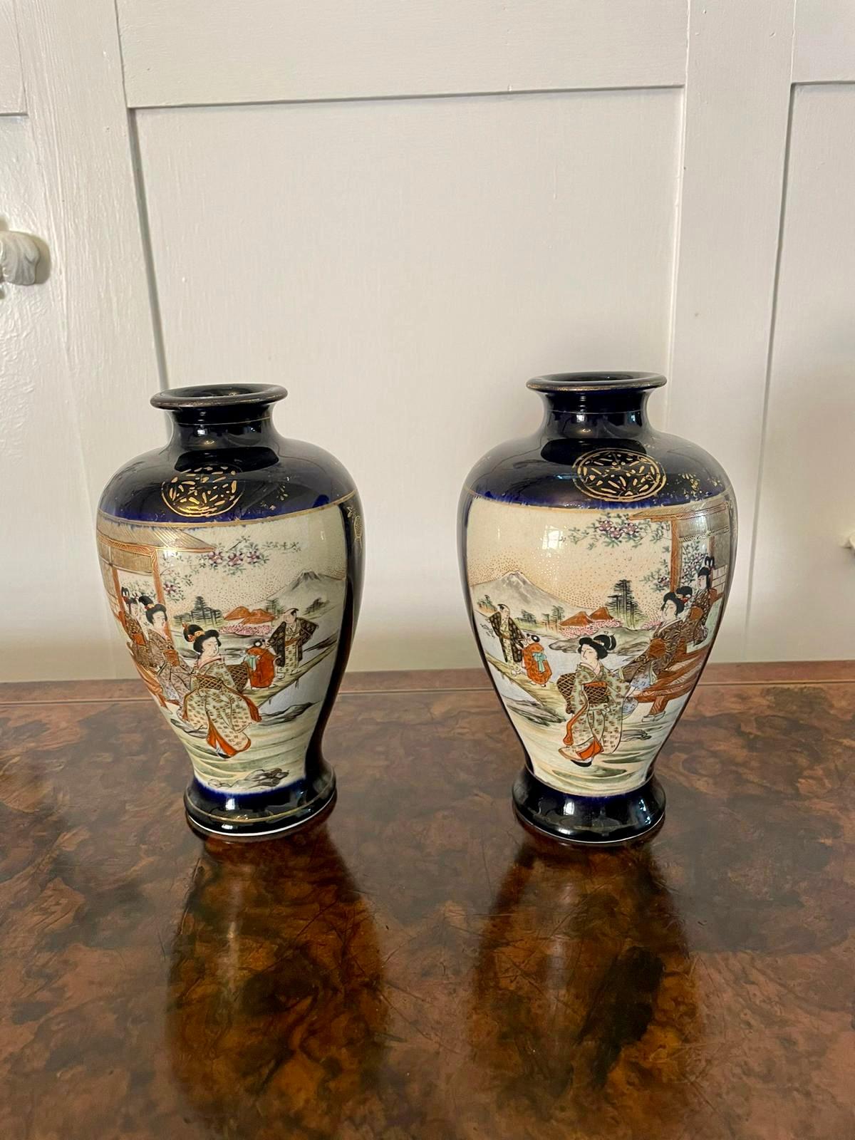 Quality Antique Pair of Satsuma Vases For Sale 4