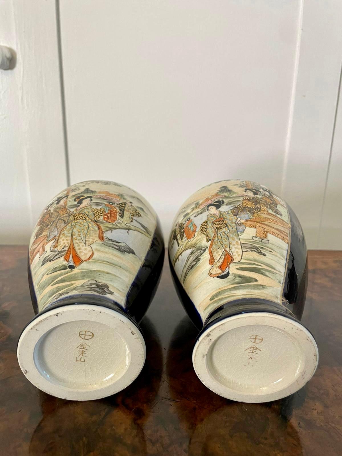Quality Antique Pair of Satsuma Vases In Good Condition For Sale In Suffolk, GB