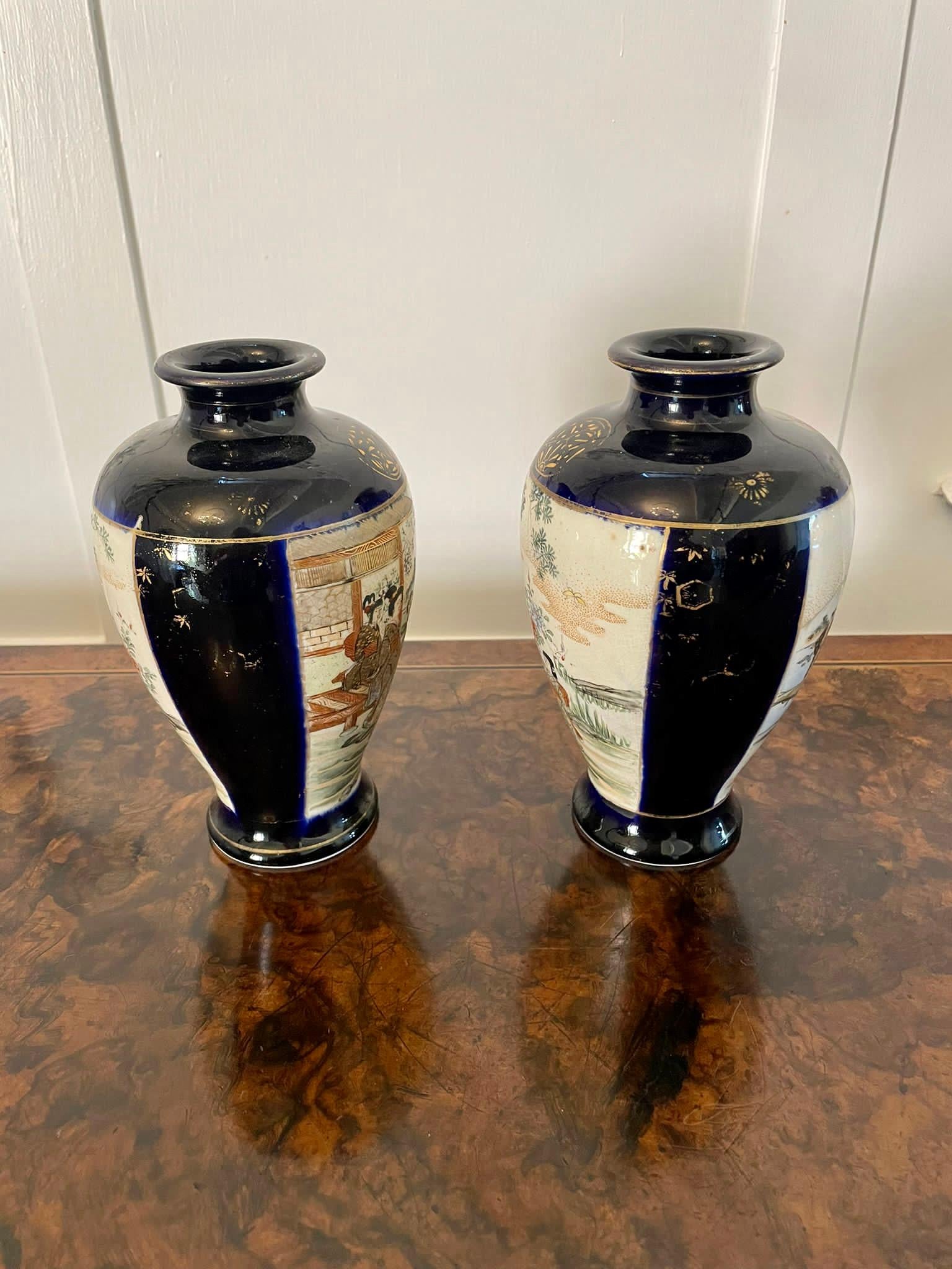 Quality Antique Pair of Satsuma Vases For Sale 2