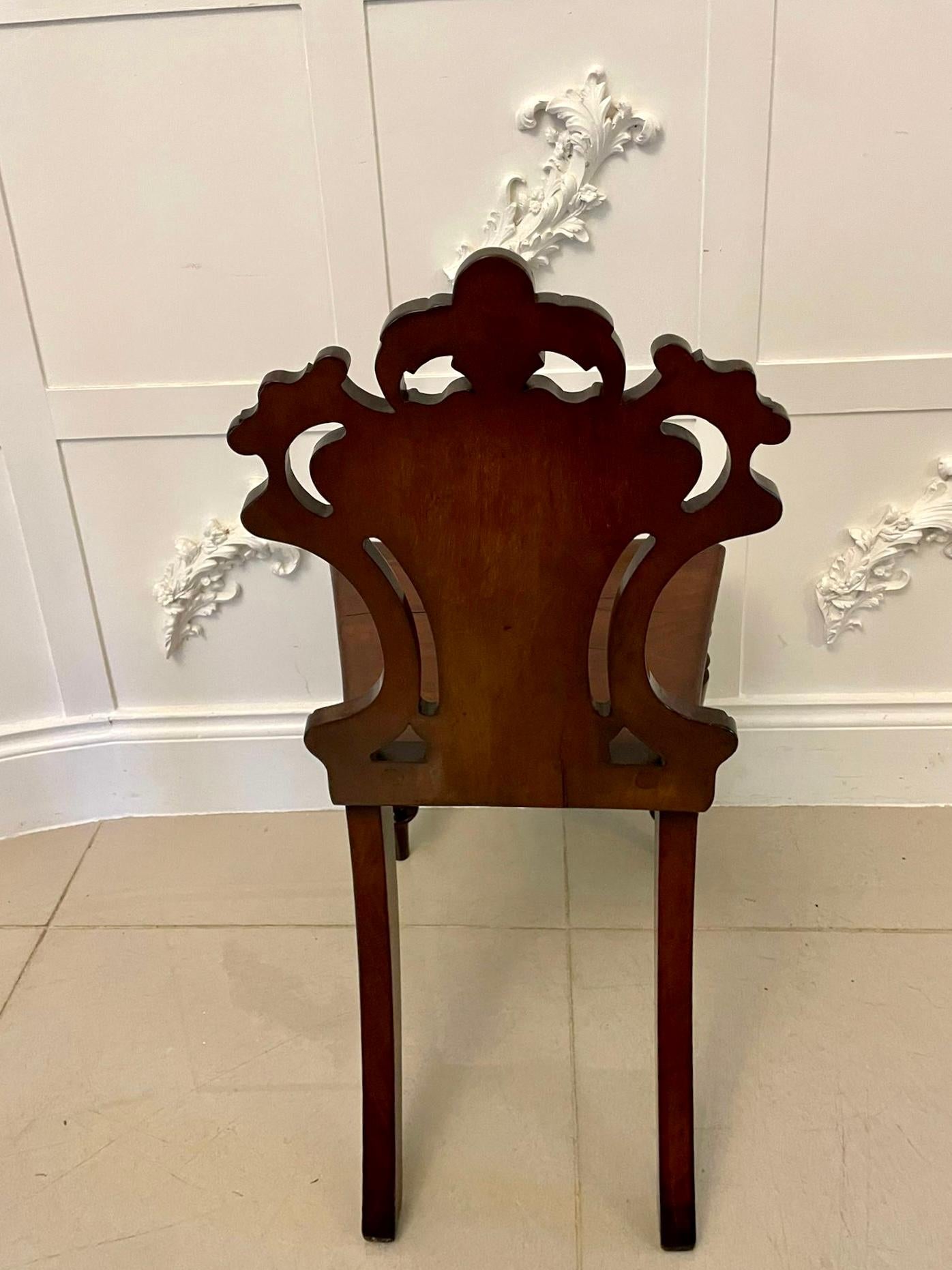 Quality Antique Pair of William IV Mahogany Hall Chairs For Sale at 1stDibs