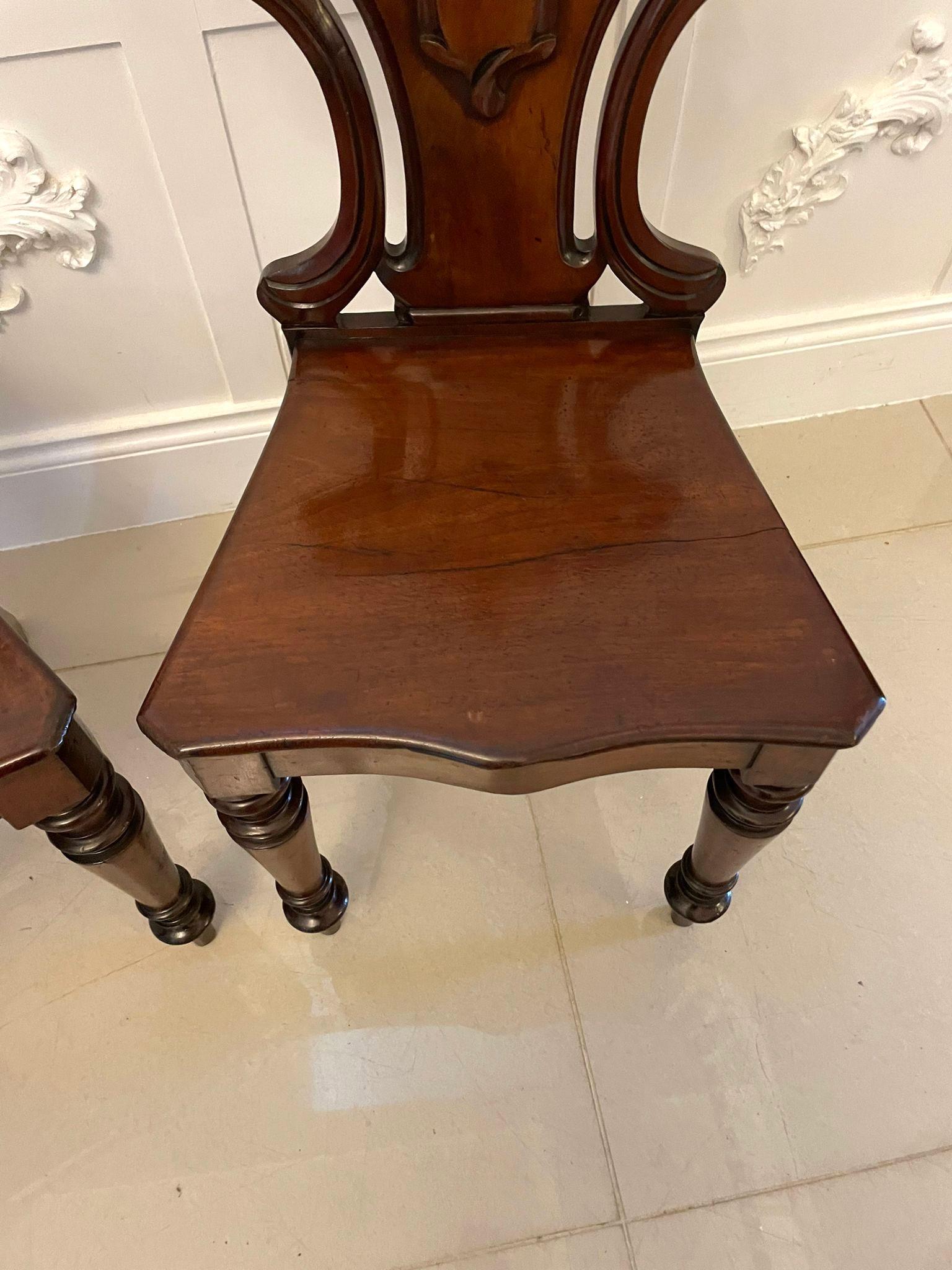 Other Quality Antique Pair of William IV Mahogany Hall Chairs