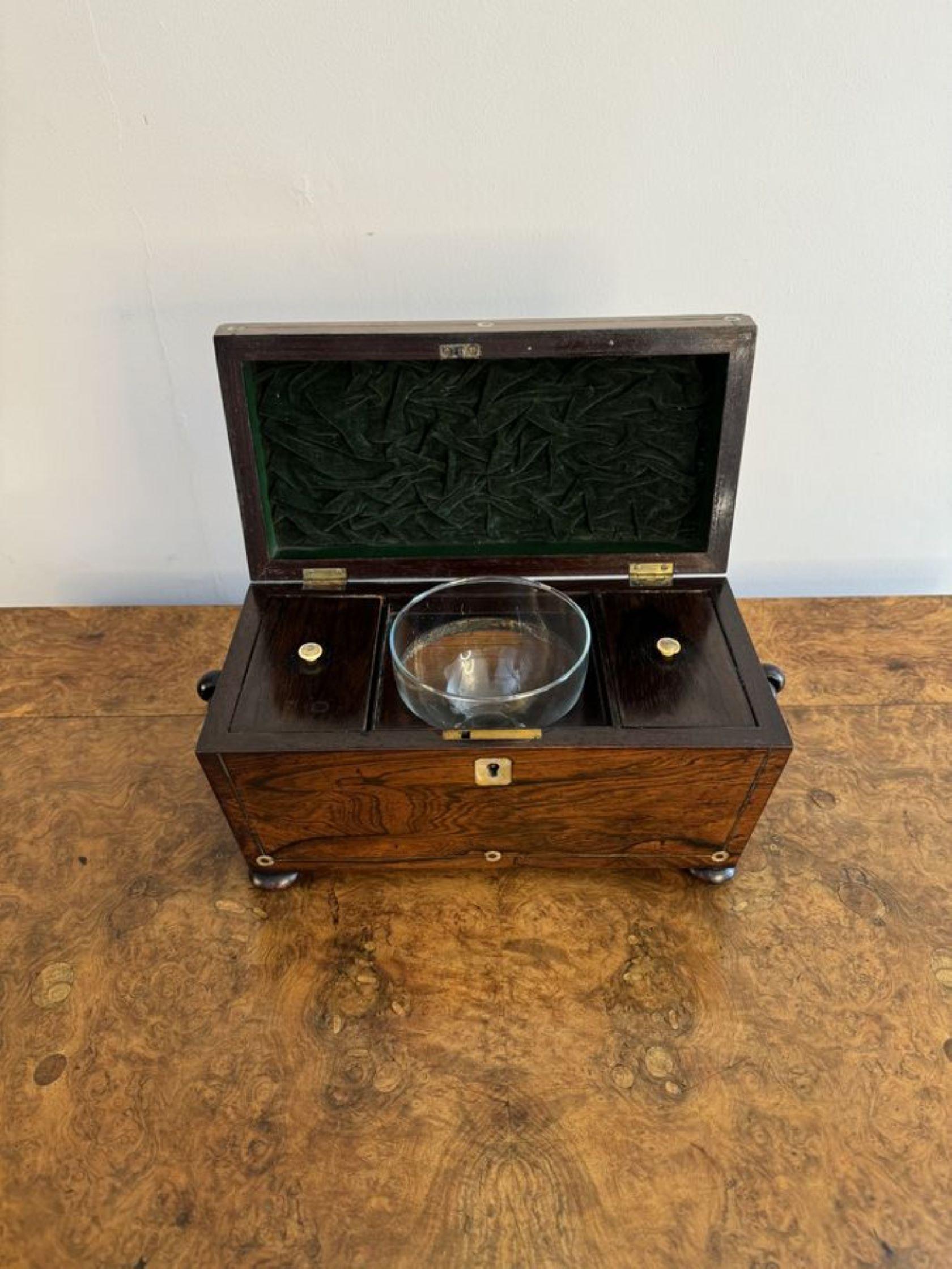 Quality antique Regency rosewood tea caddy In Good Condition For Sale In Ipswich, GB