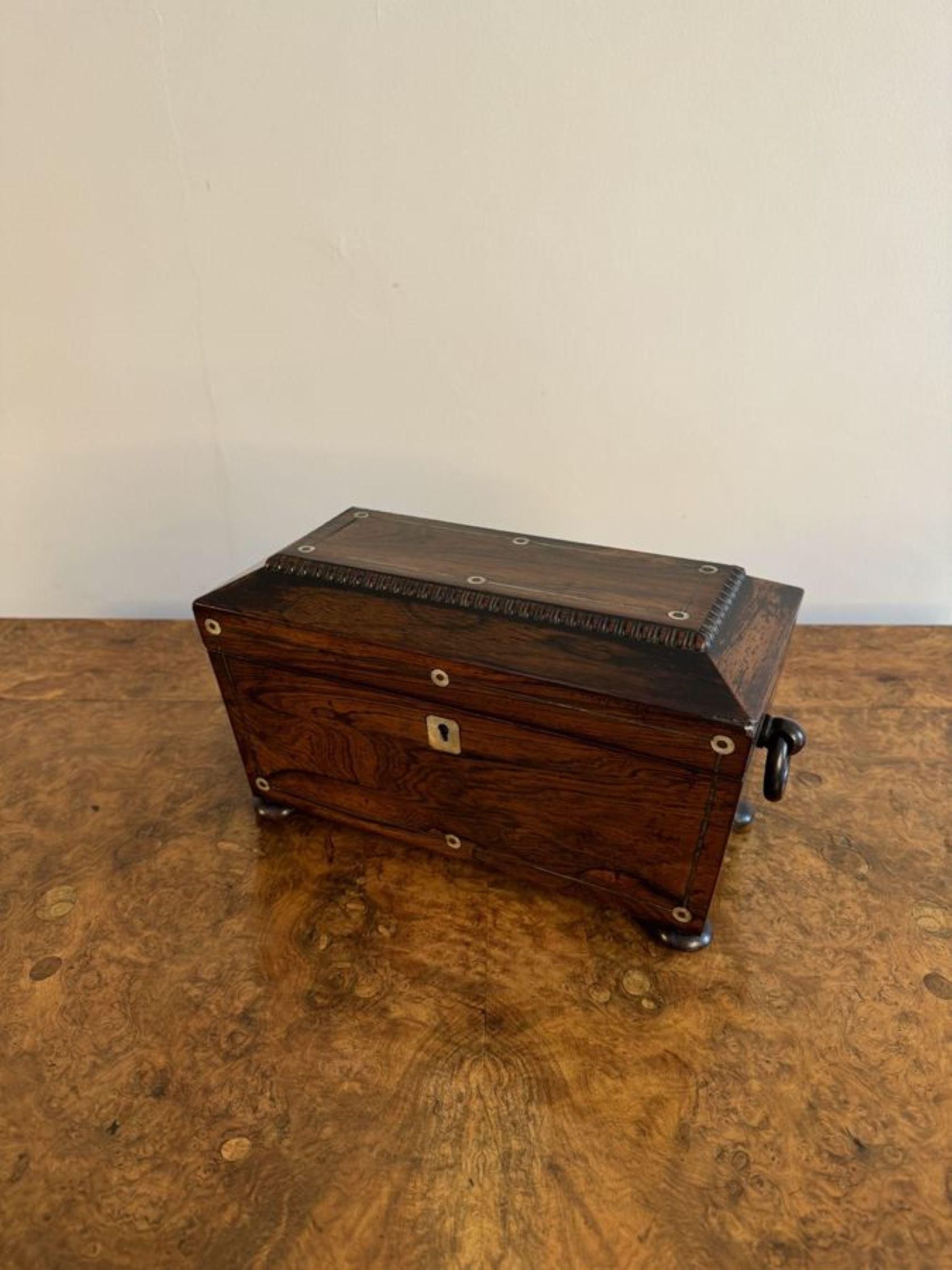 Rosewood Quality antique Regency rosewood tea caddy For Sale