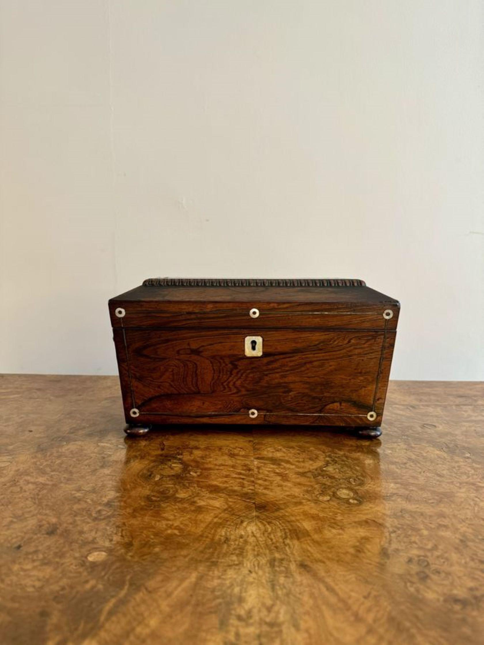 Quality antique Regency rosewood tea caddy For Sale 1