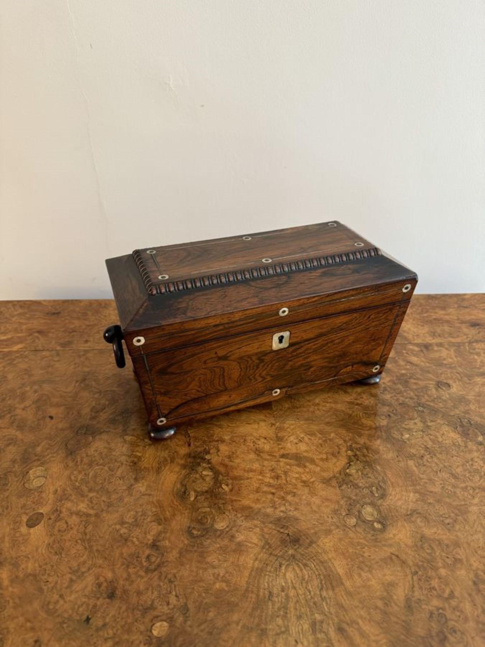 Quality antique Regency rosewood tea caddy For Sale 2