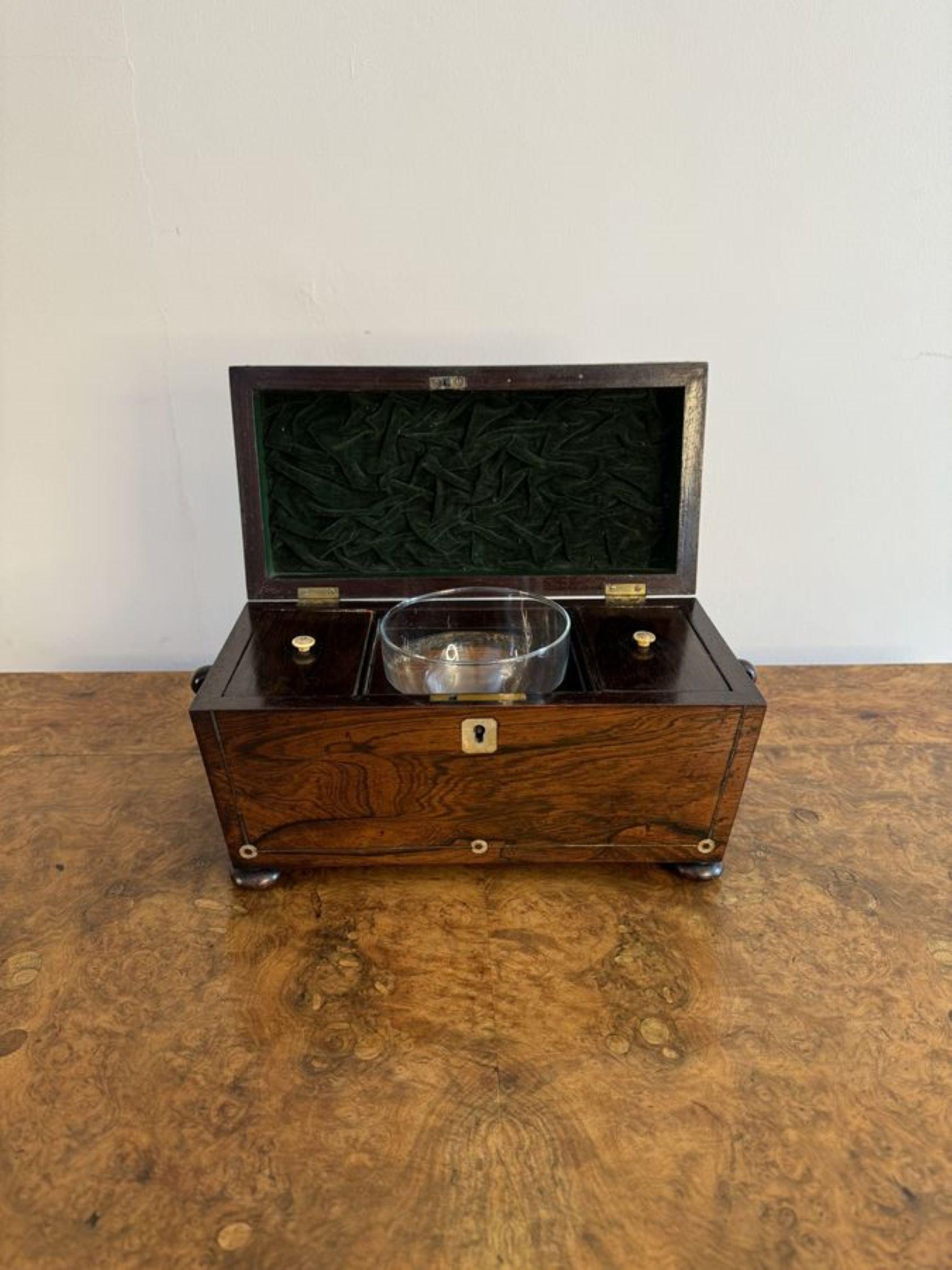 Quality antique Regency rosewood tea caddy For Sale 3