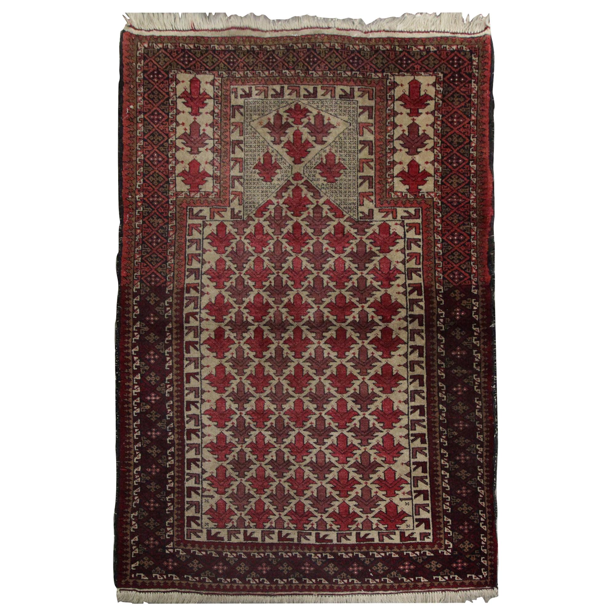 Tapis ancien de qualité:: Afghan Baluch:: tapis fait à la main:: tapis de salon en laine en vente