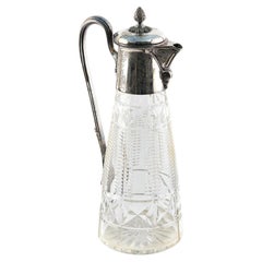 Antiker versilberter und geschliffener Claret-Krug aus Glas in Qualität