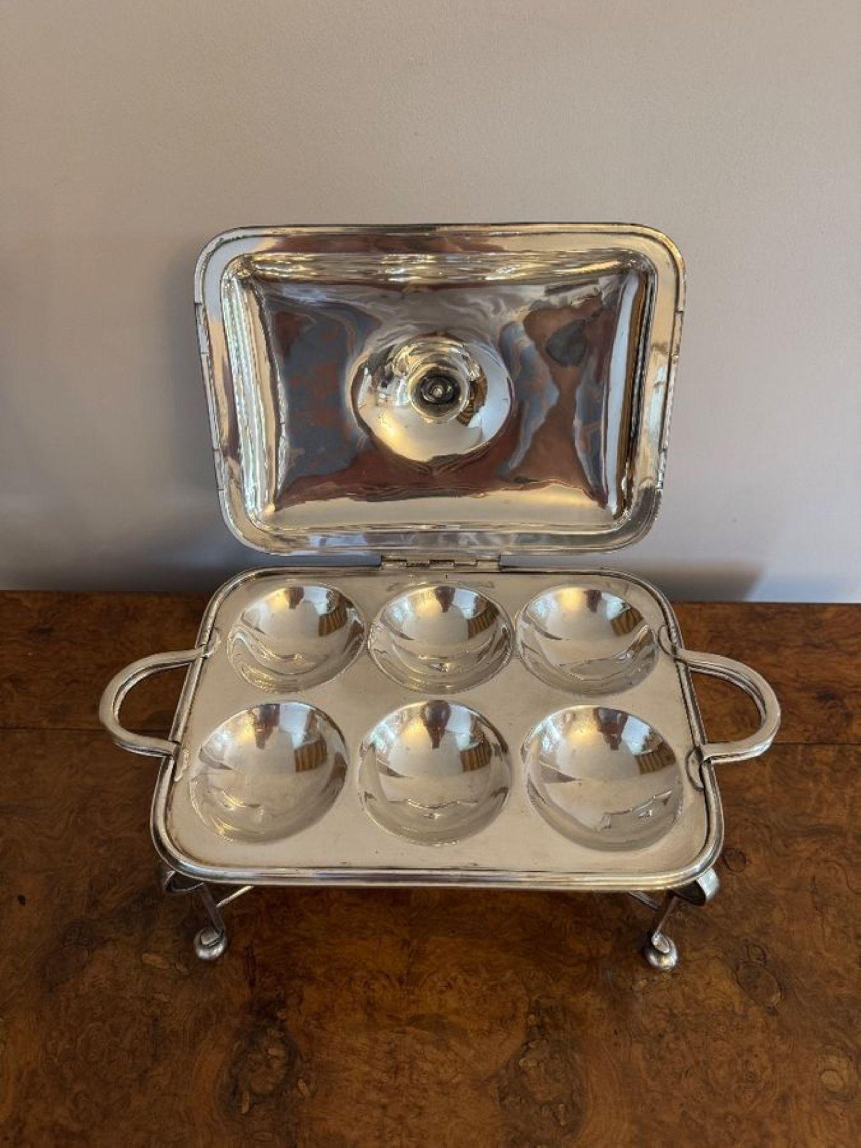 Calientahuevos antiguo de calidad bañado en plata de Mappin & Webb en Bueno estado para la venta en Ipswich, GB