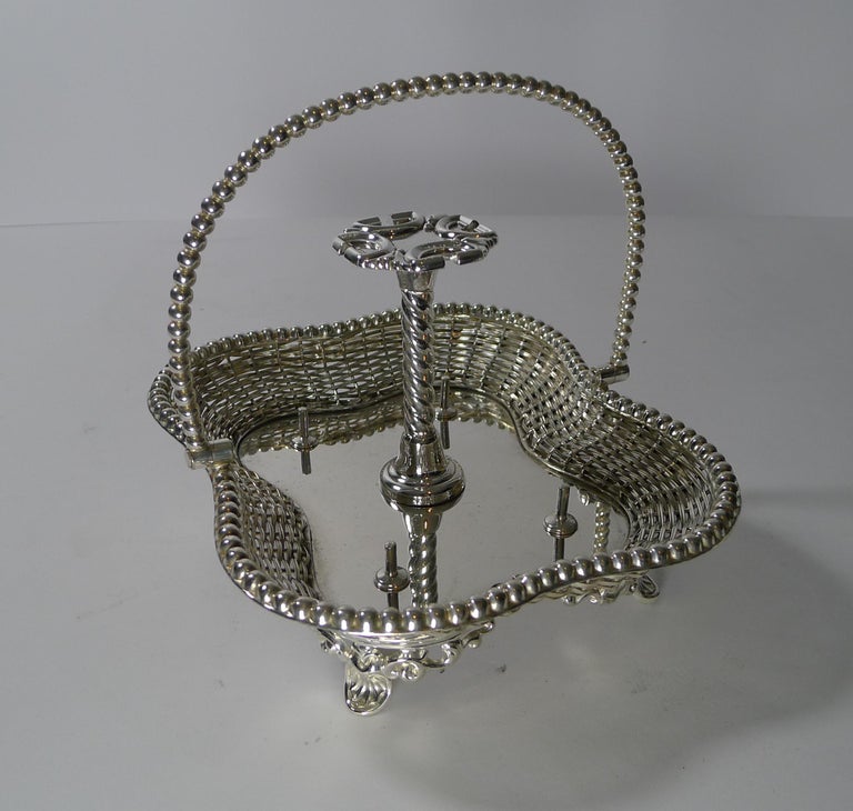 Late Victorian Quality Antique Silver Plated Four Egg Cruet by G.R. Collis, London For Sale