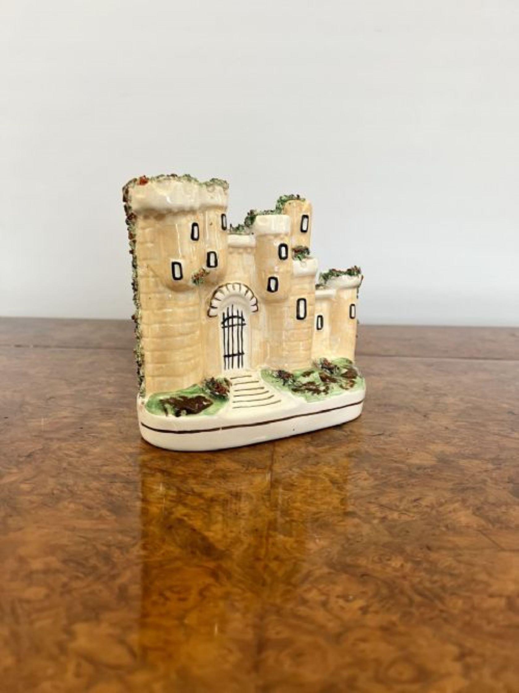 Quality antique Staffordshire flat back castle  In Good Condition For Sale In Ipswich, GB