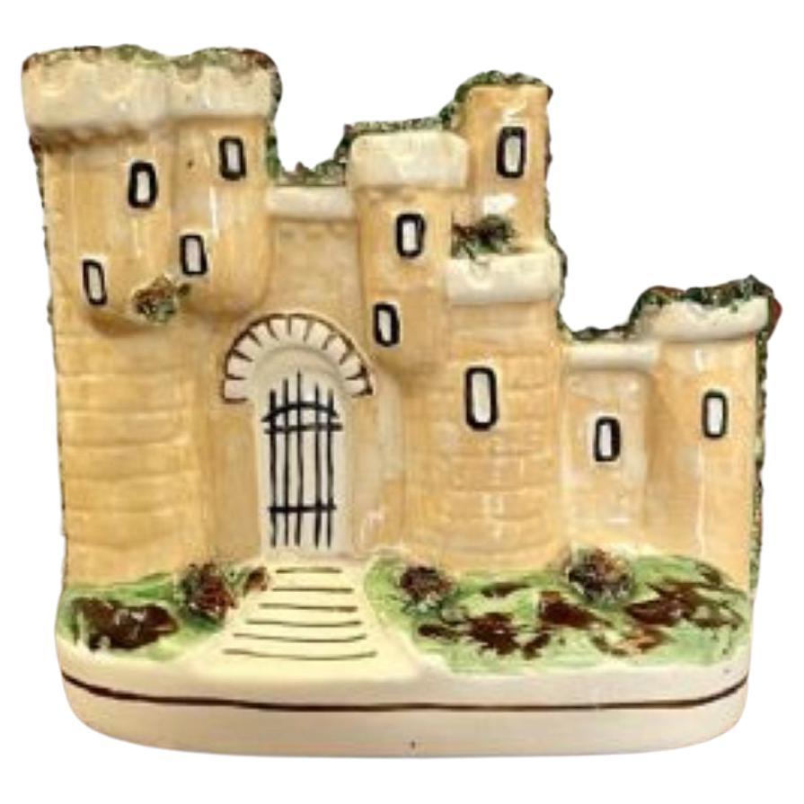 Quality antique Staffordshire flat back castle 