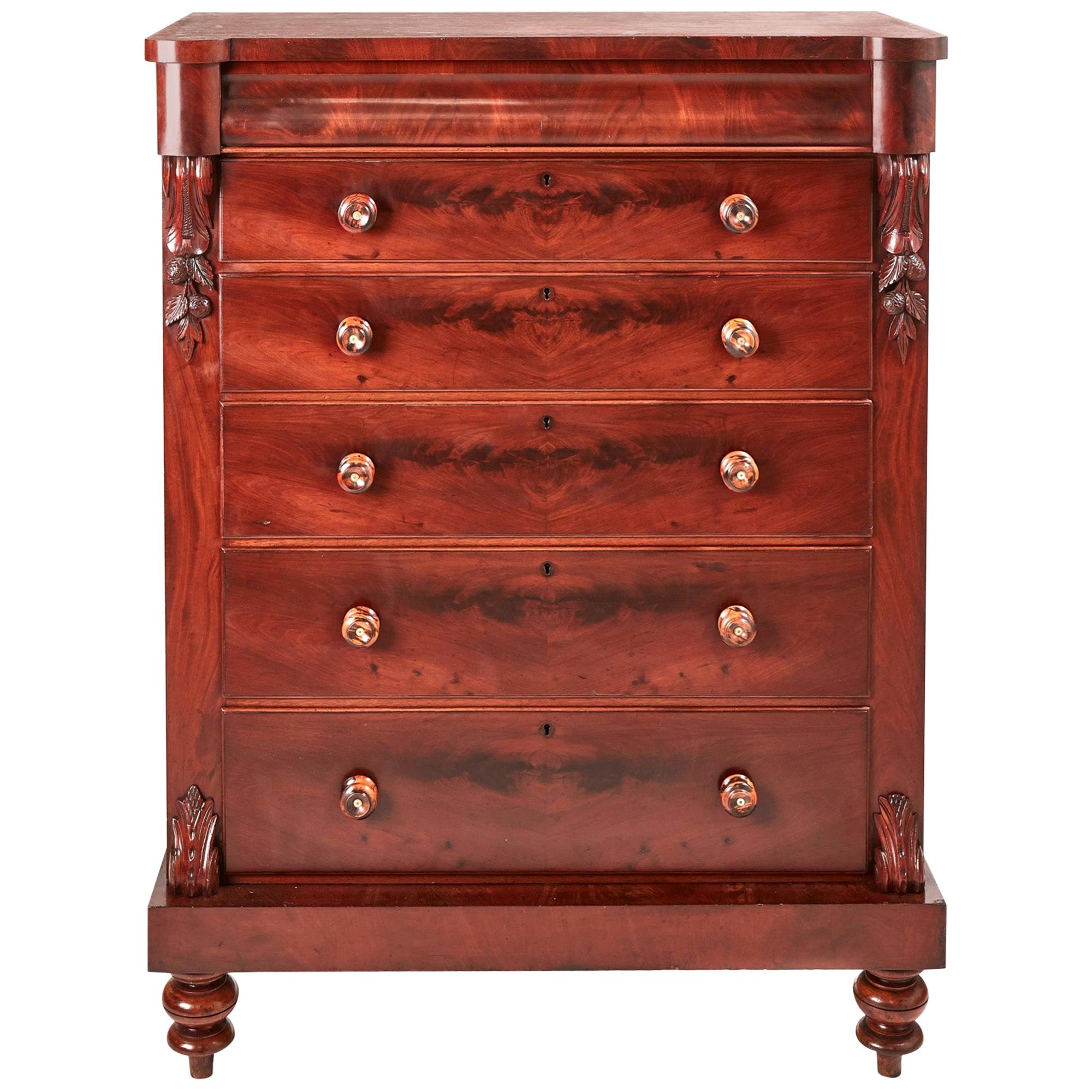 Quality Antique Tall Victorian Mahogany Chest of Drawers For Sale