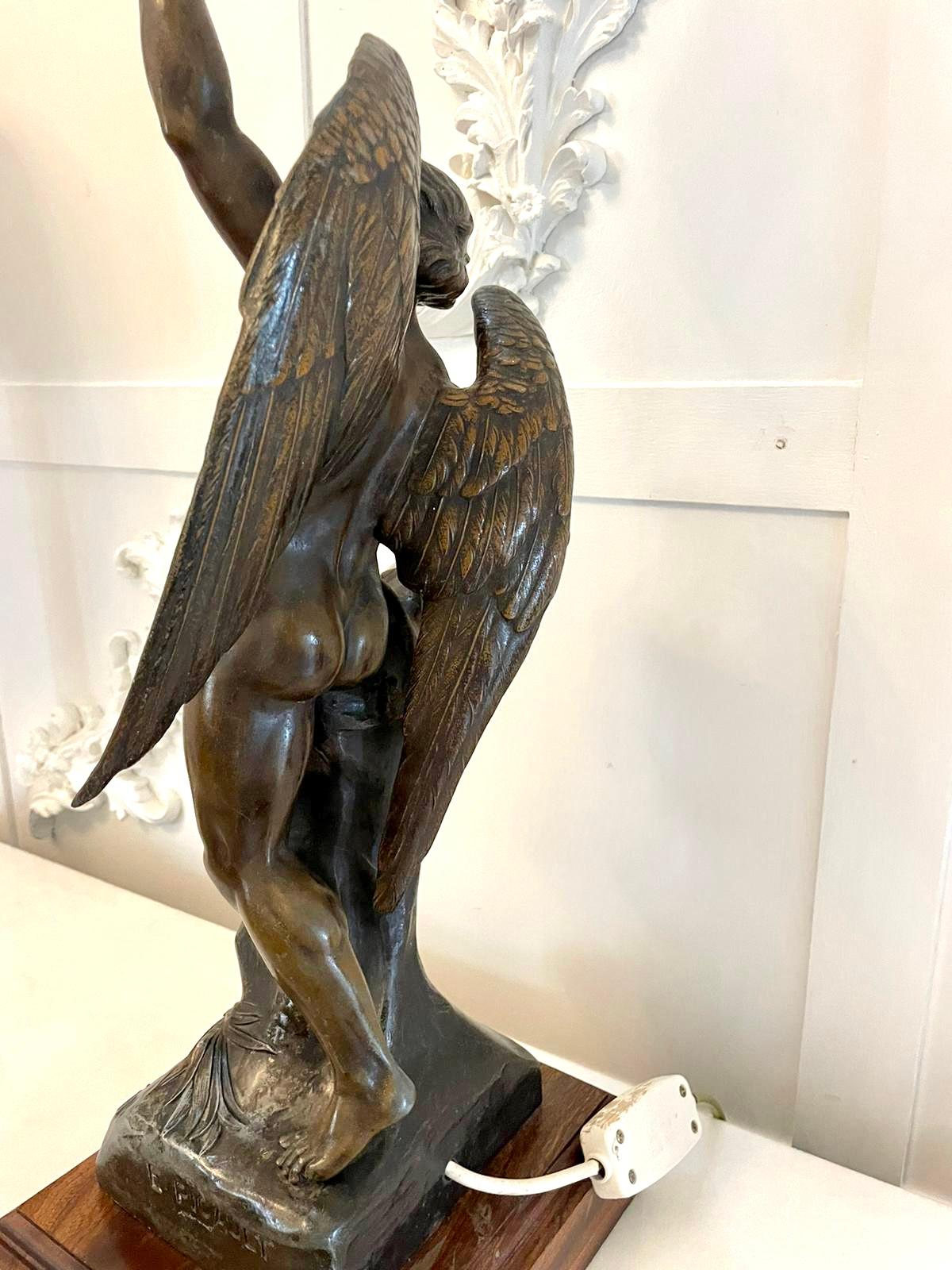 Quality Antique Victorian Angel Spelter Table Lamp 3