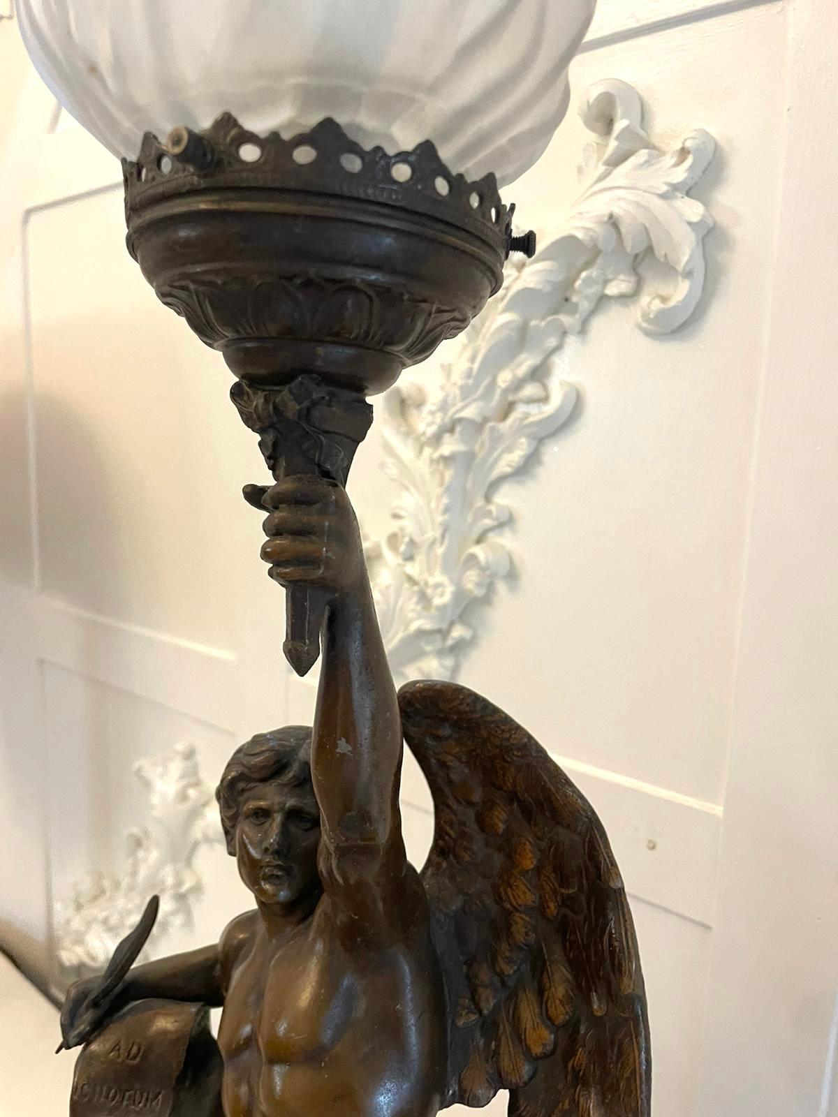 Quality Antique Victorian Angel Spelter Table Lamp 5
