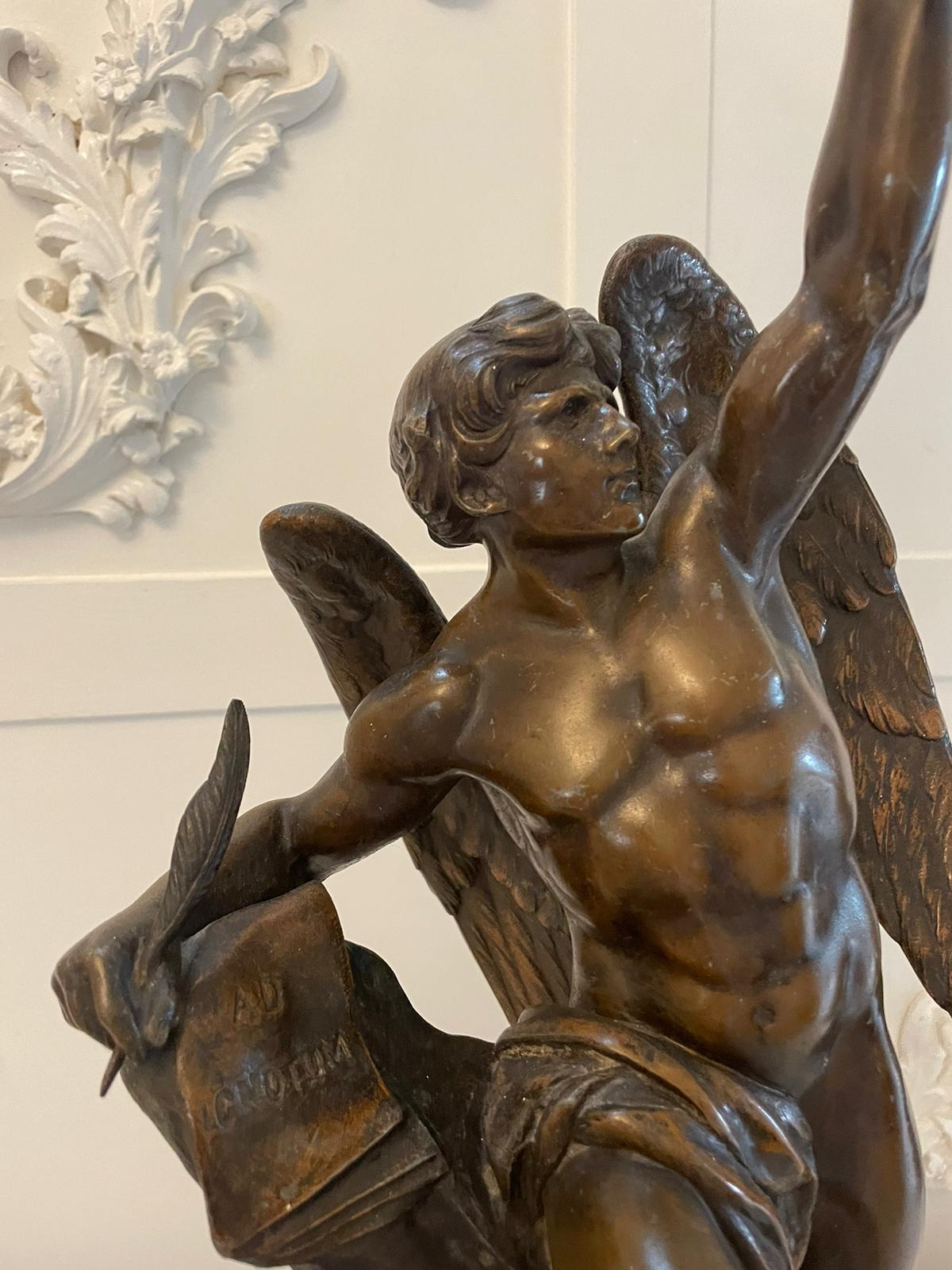 Quality Antique Victorian Angel Spelter Table Lamp In Good Condition In Suffolk, GB