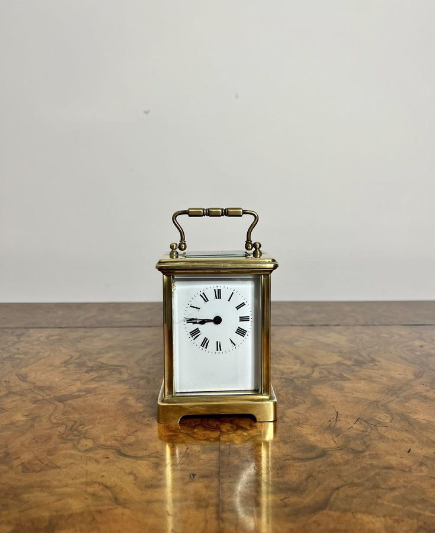 Quality antique Victorian brass carriage clock In Good Condition For Sale In Ipswich, GB