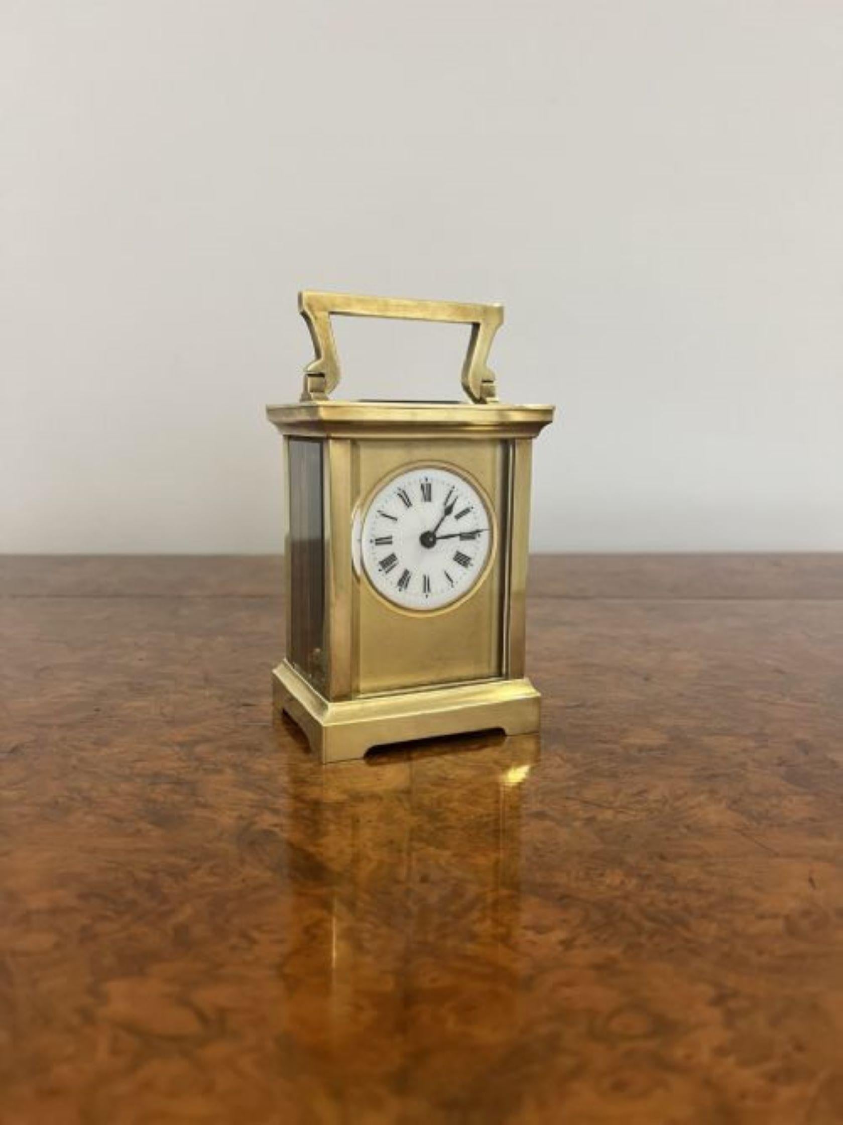 Brass Quality antique Victorian brass carriage clock  For Sale