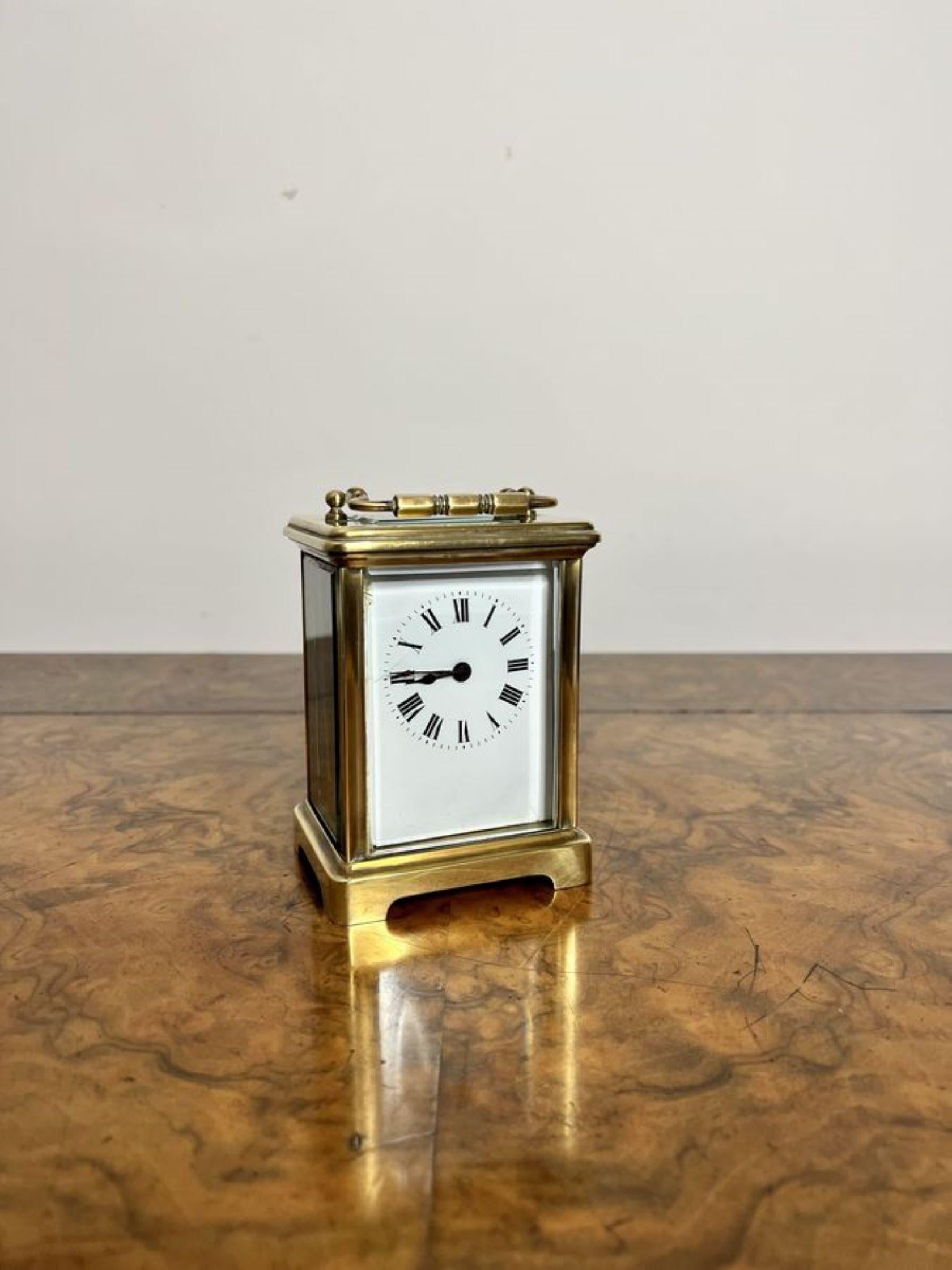 Brass Quality antique Victorian brass carriage clock For Sale