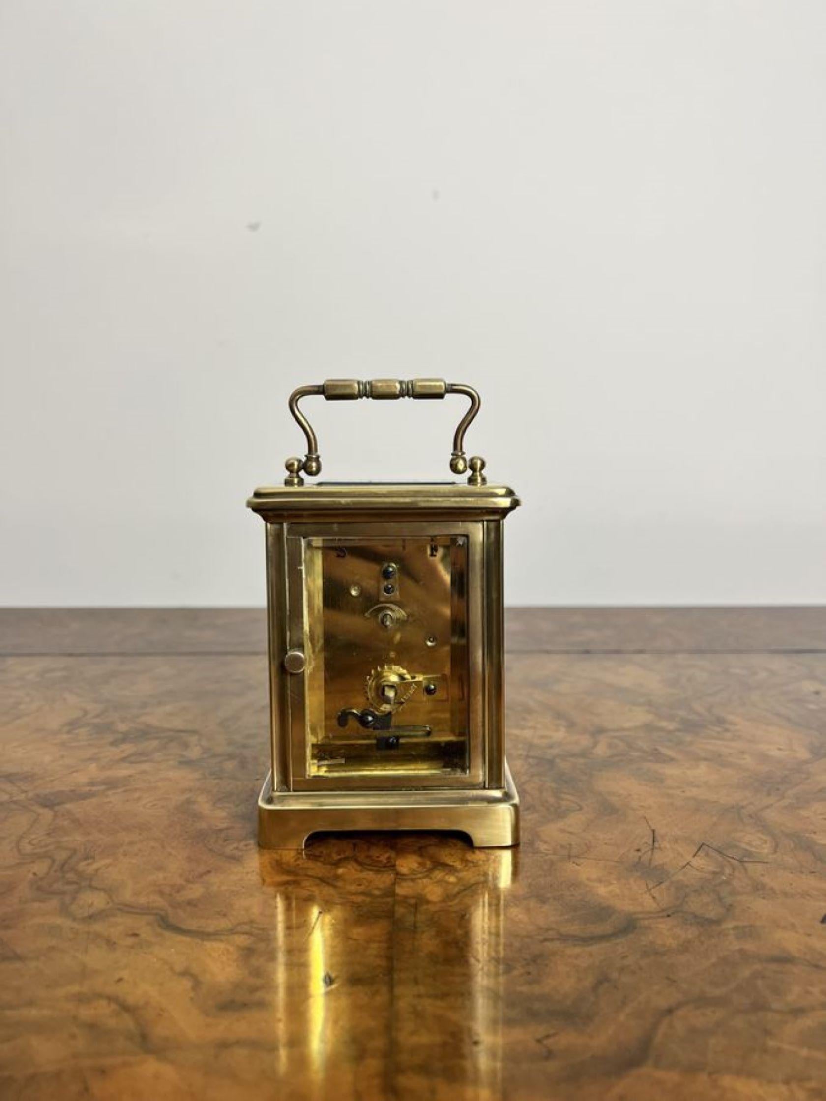 Quality antique Victorian brass carriage clock For Sale 1
