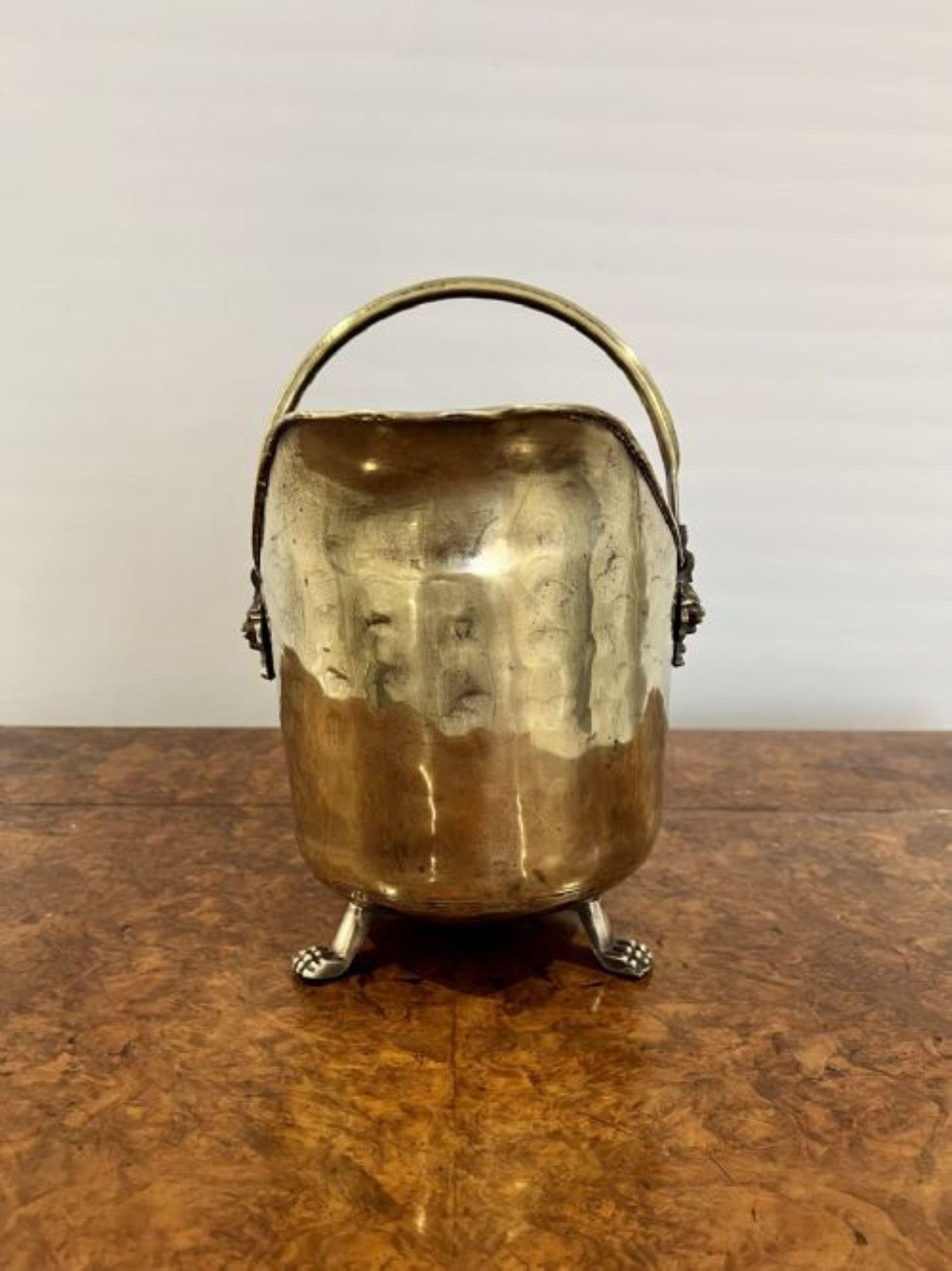 Brass Quality antique Victorian brass coal scuttle  For Sale