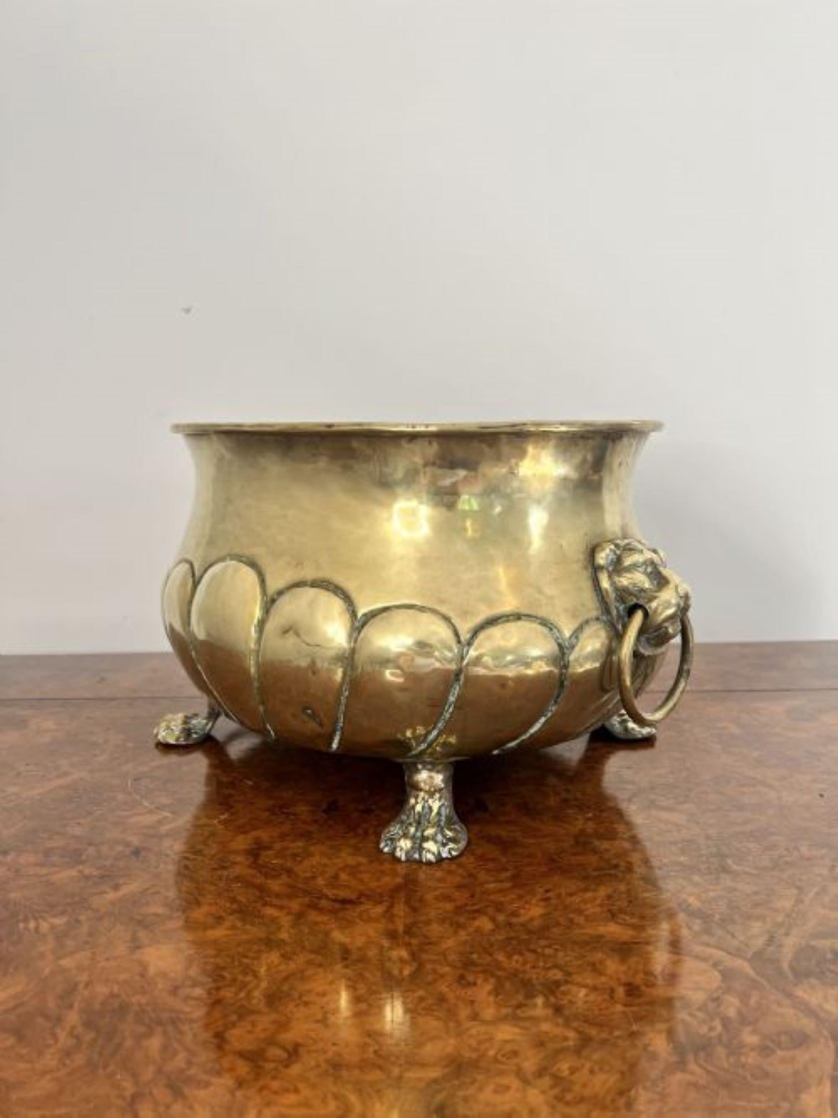 Quality Antique Victorian Brass Jardiniere In Good Condition For Sale In Ipswich, GB