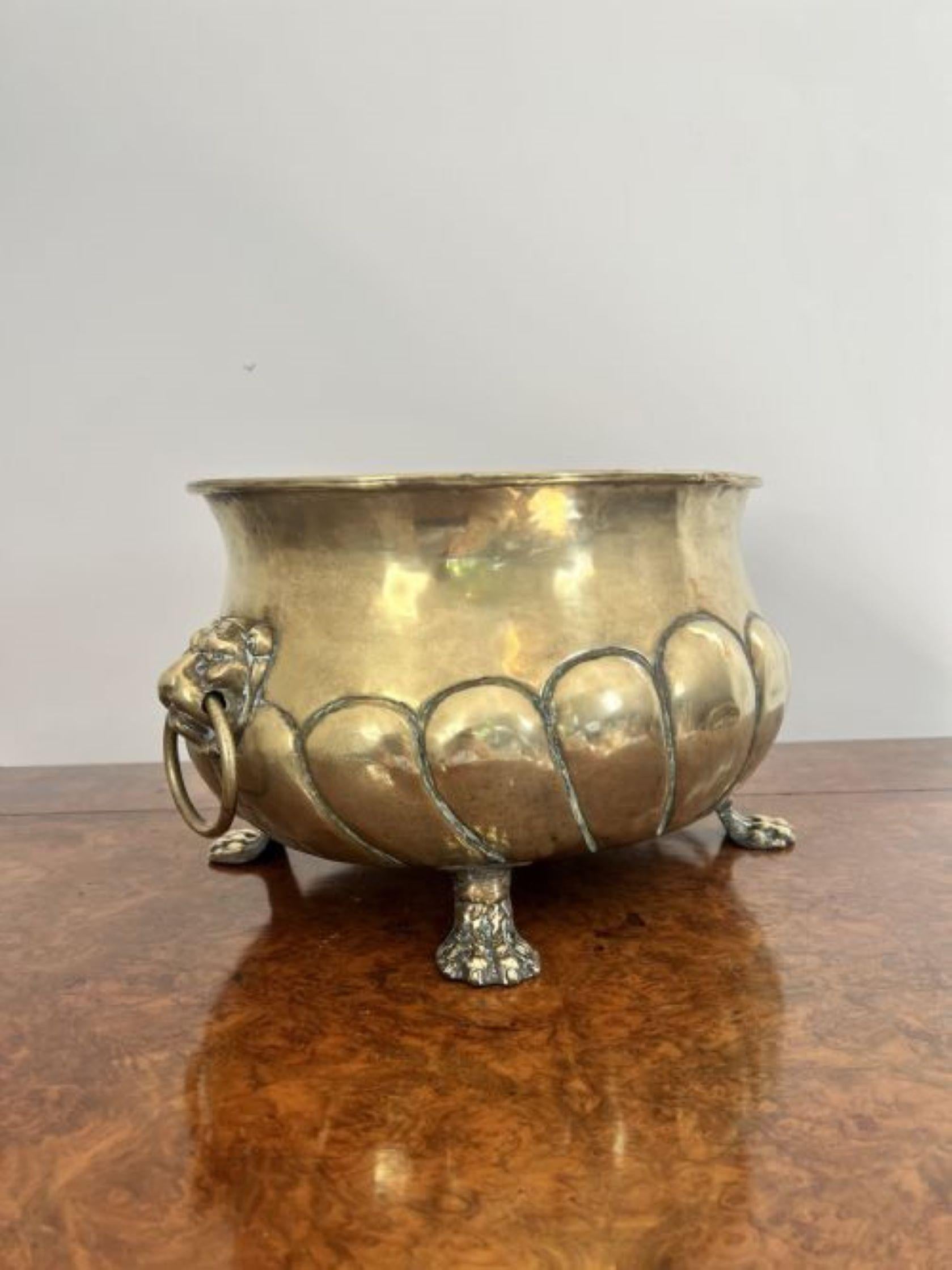 19th Century Quality Antique Victorian Brass Jardiniere For Sale