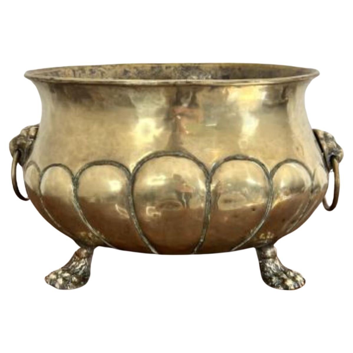 Quality Antique Victorian Brass Jardiniere For Sale