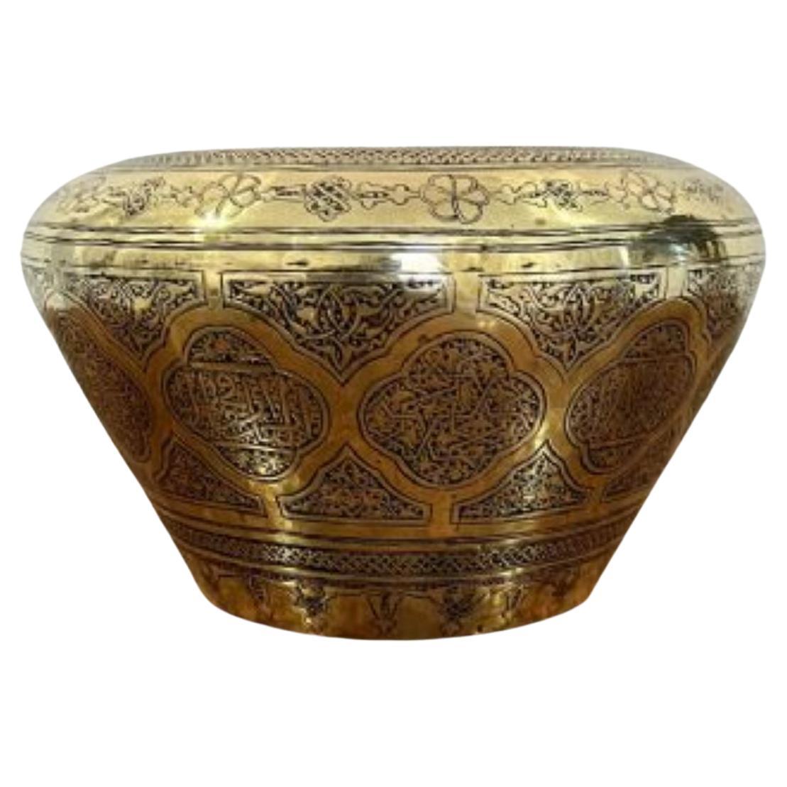 Quality antique Victorian brass jardiniere For Sale