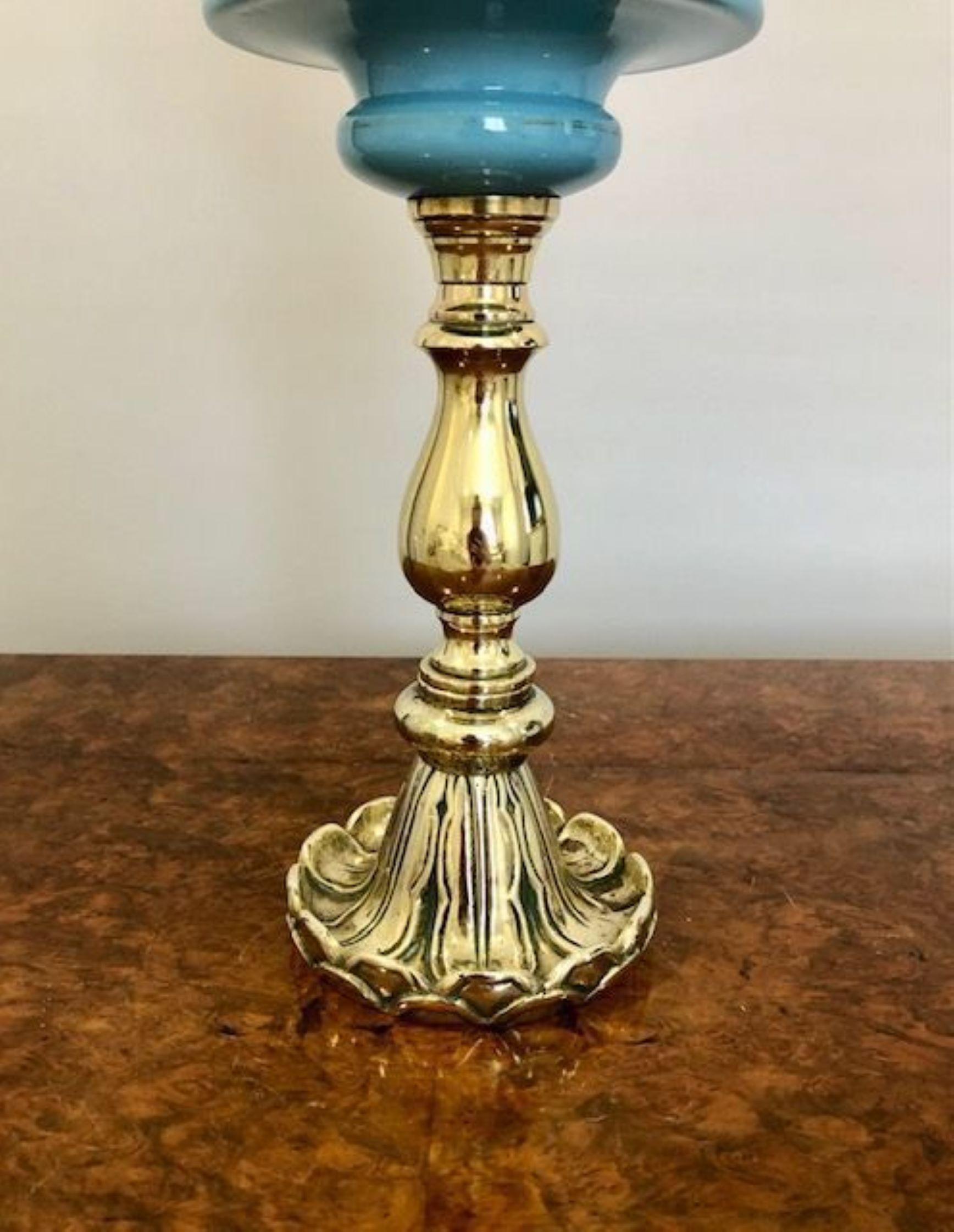 antique blue oil lamp