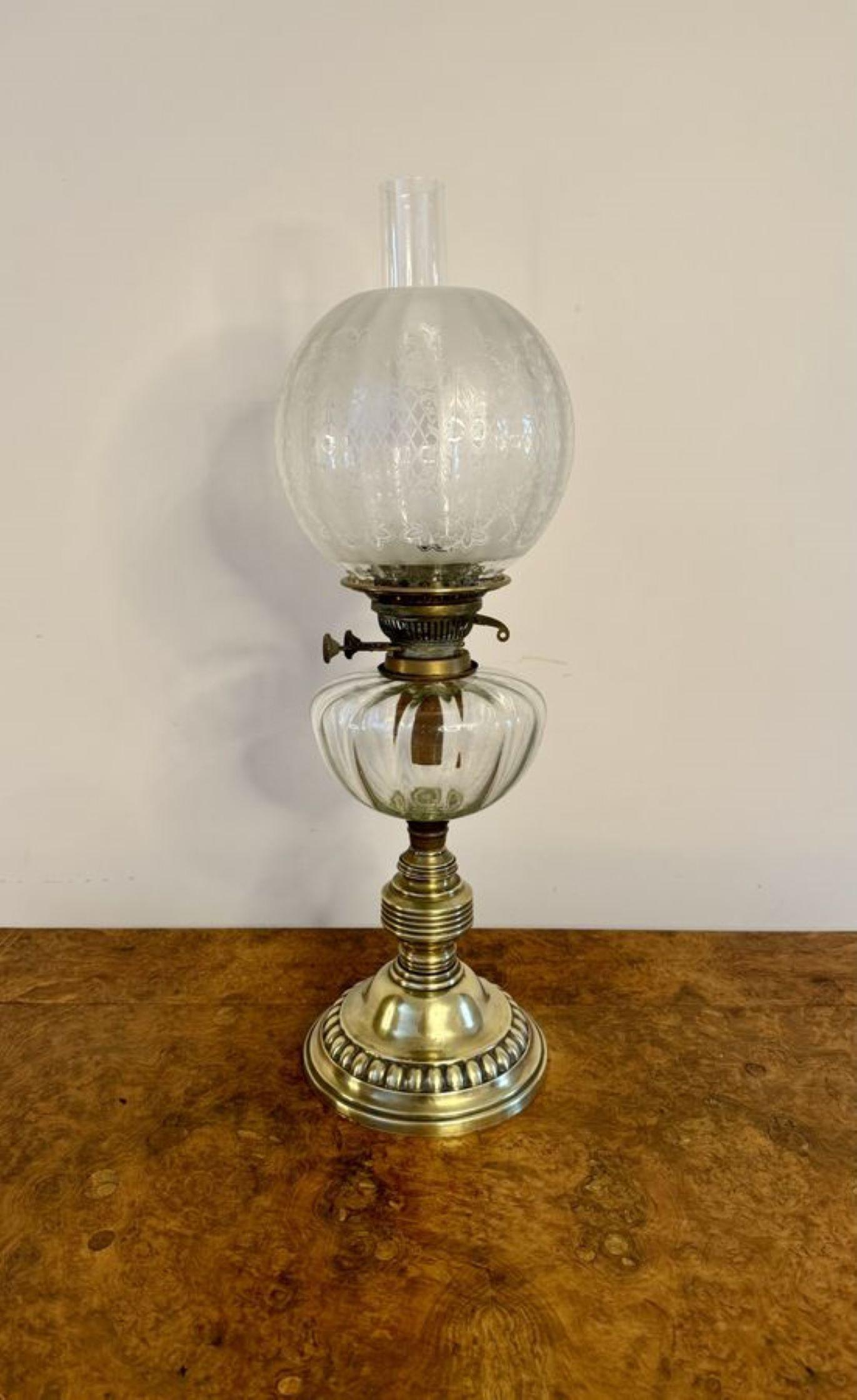19th Century Quality antique Victorian brass oil lamp  For Sale