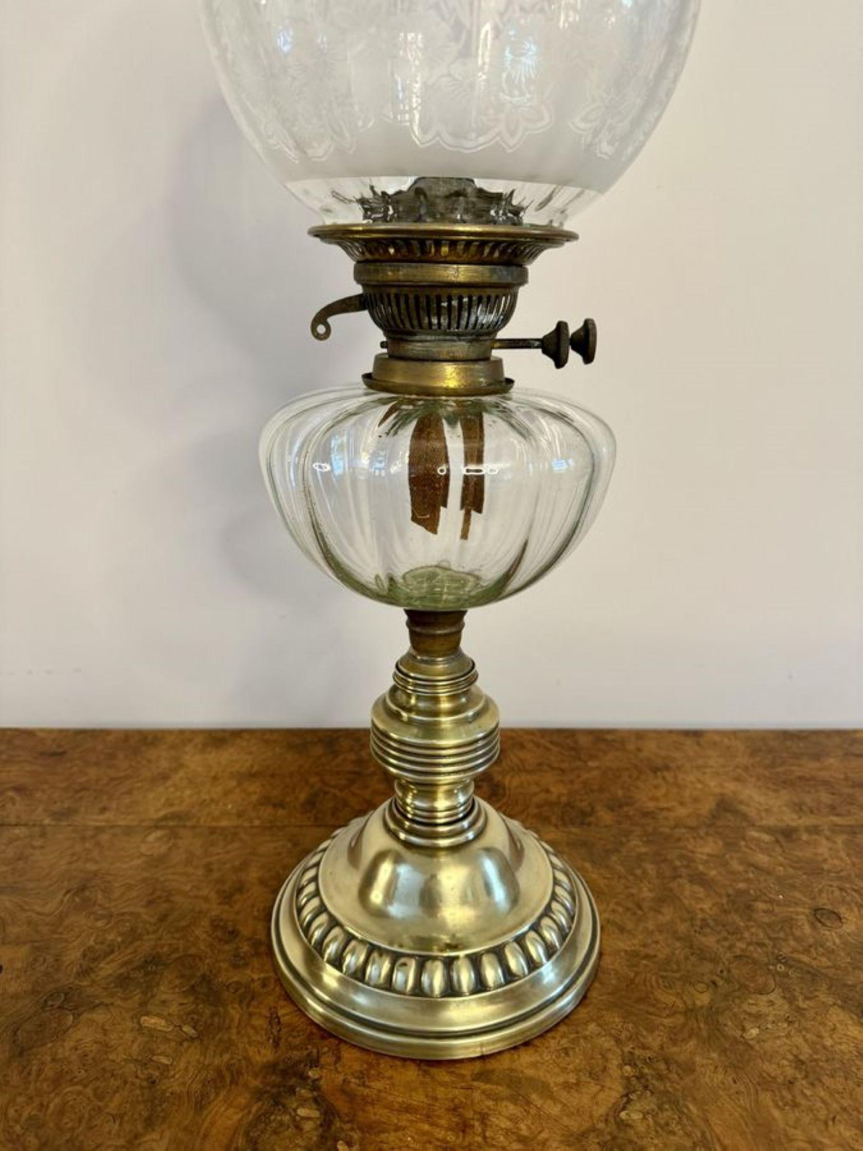 Brass Quality antique Victorian brass oil lamp  For Sale