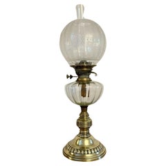Antigua lámpara de aceite victoriana de latón de calidad 