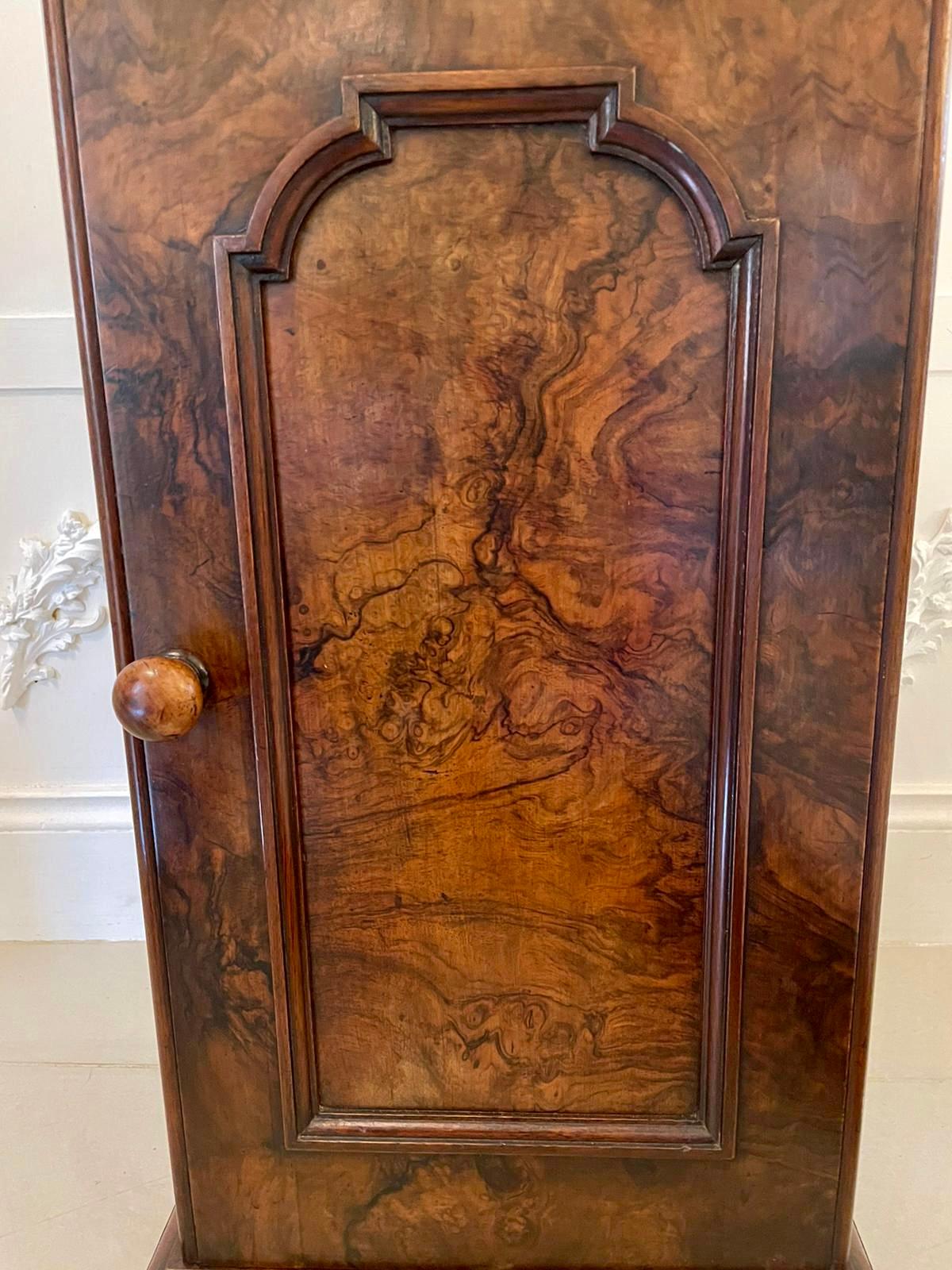 Quality Antique Victorian Burr Walnut Bedside Cabinet/Nightstand 6
