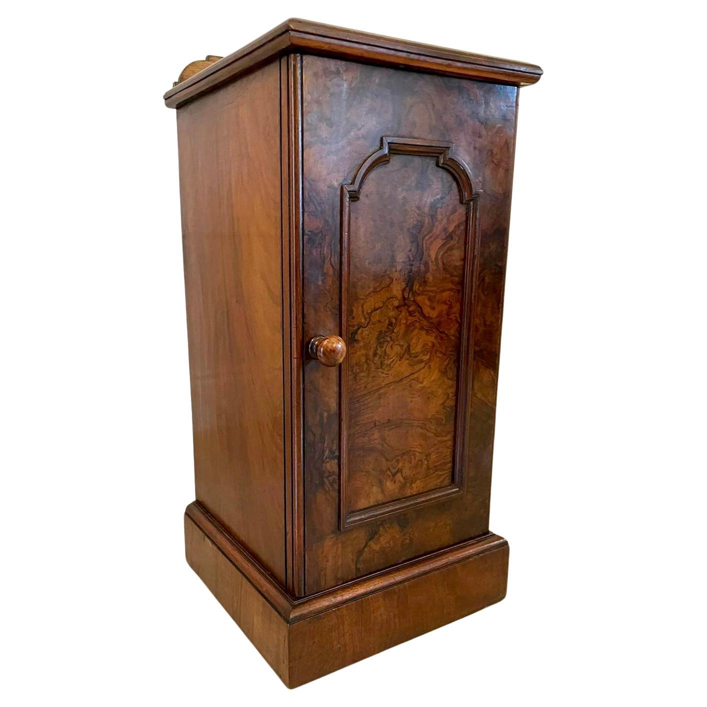 Quality Antique Victorian Burr Walnut Bedside Cabinet/Nightstand