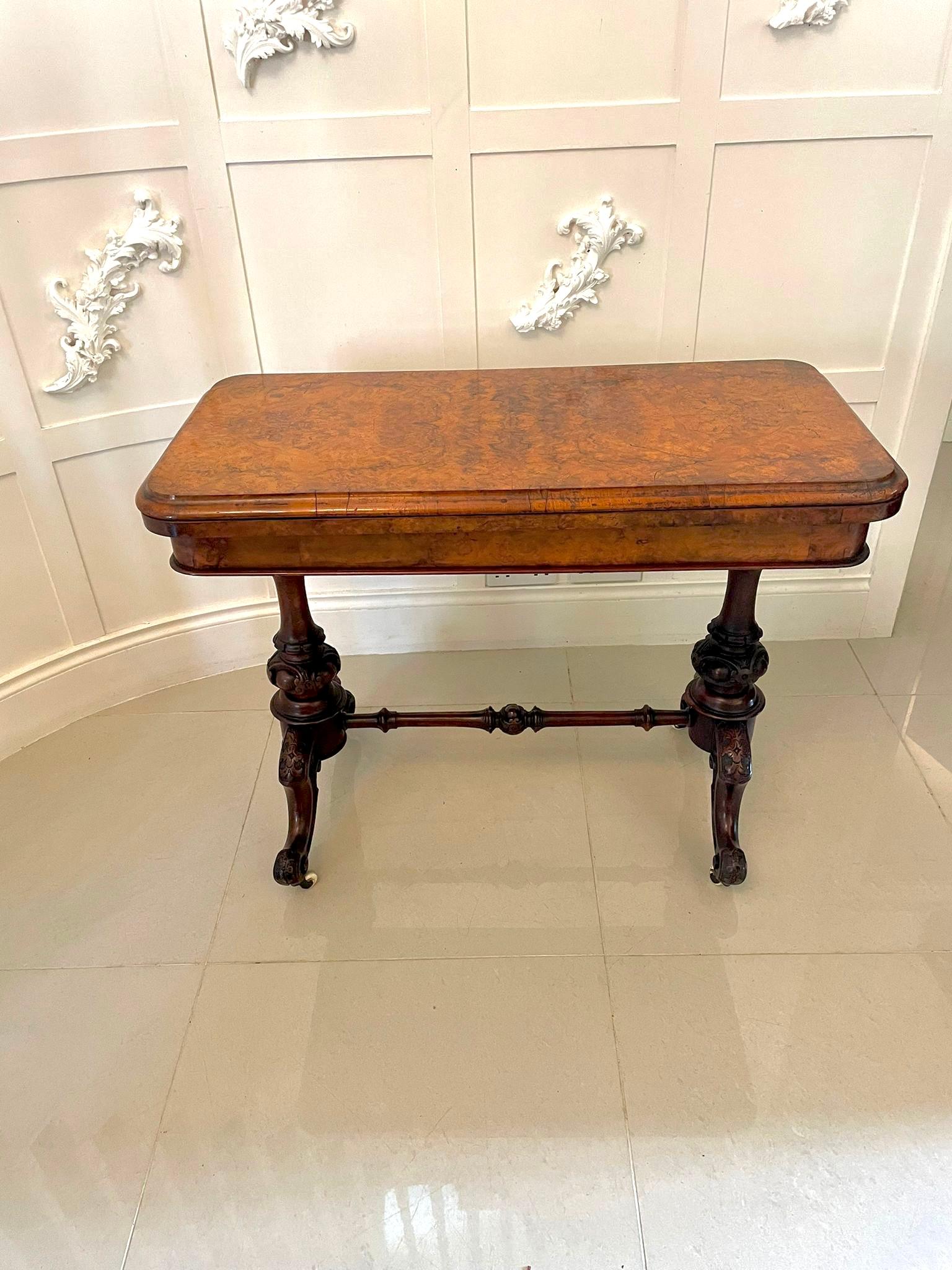 Quality Antique Victorian Burr Walnut Card/Side Table For Sale 2