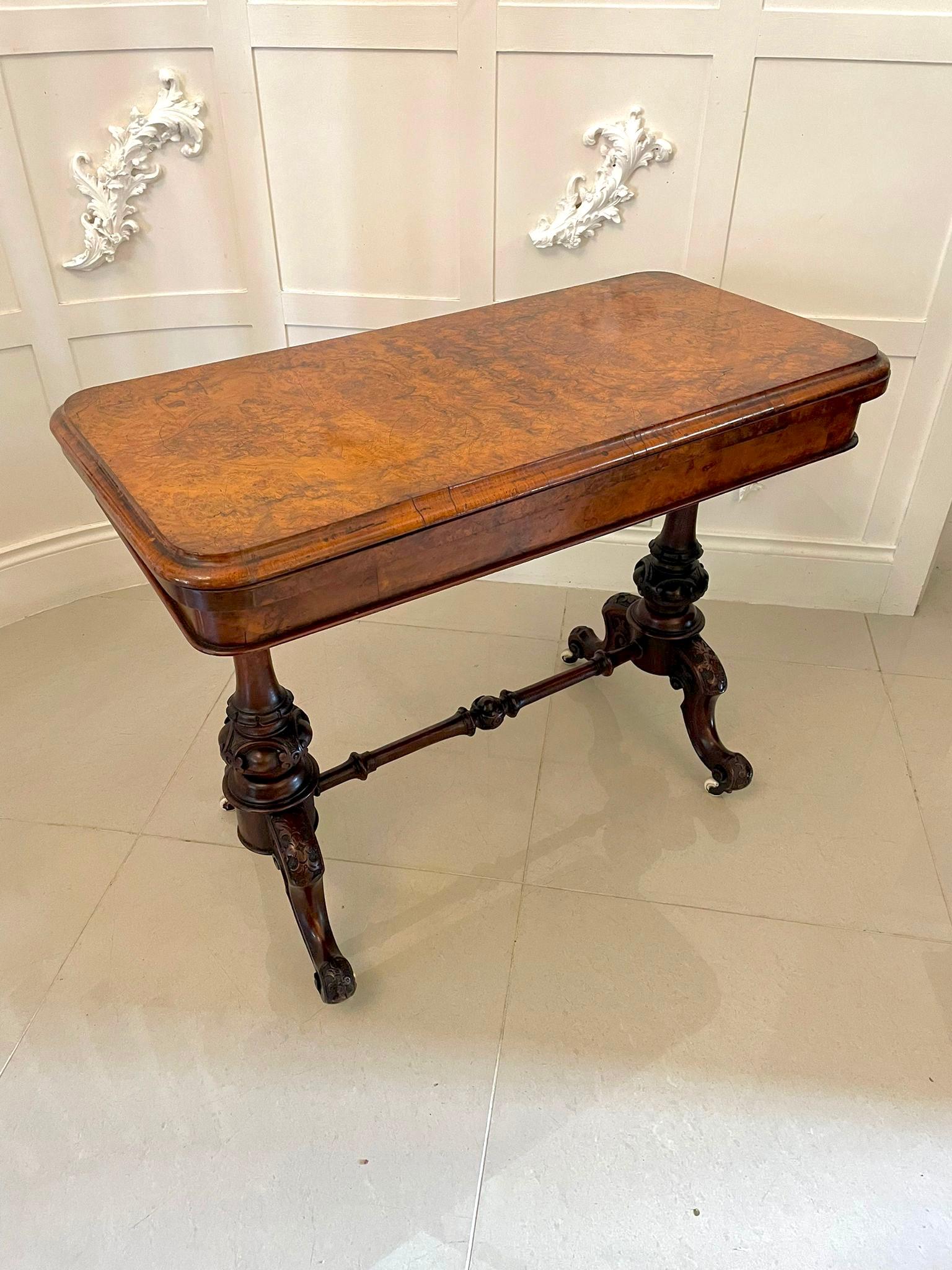 Quality Antique Victorian Burr Walnut Card/Side Table For Sale 4
