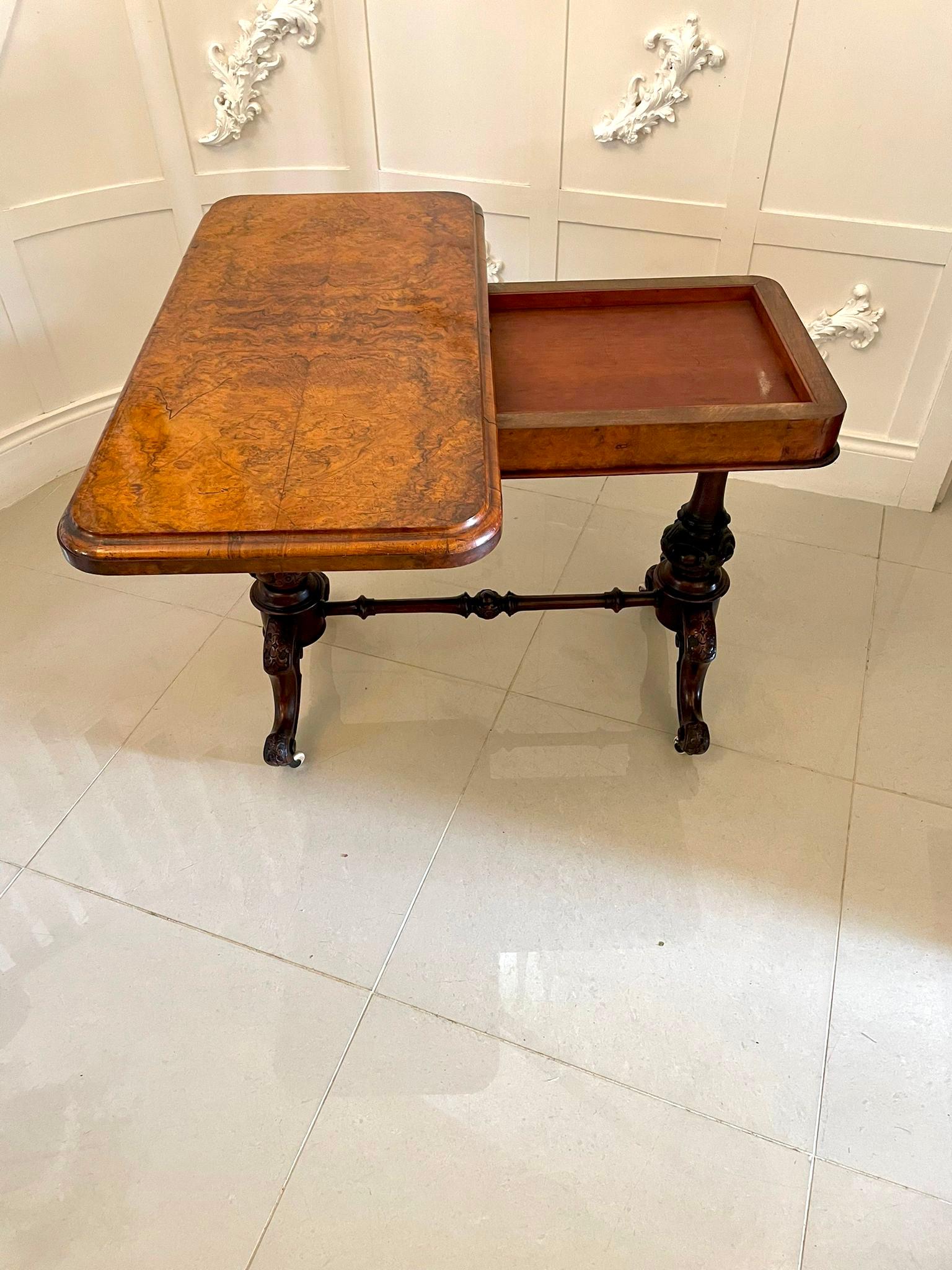 Quality Antique Victorian Burr Walnut Card/Side Table For Sale 6