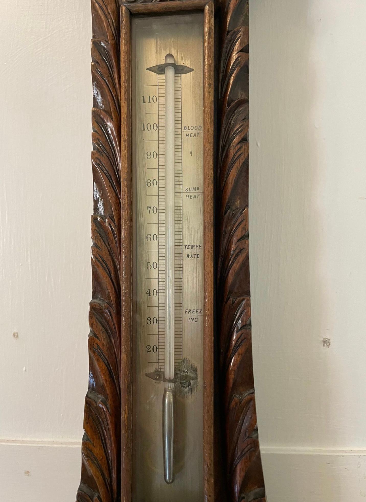 Baromètre Banjo victorien ancien en ronce de noyer sculpté de qualité supérieure Bon état - En vente à Suffolk, GB