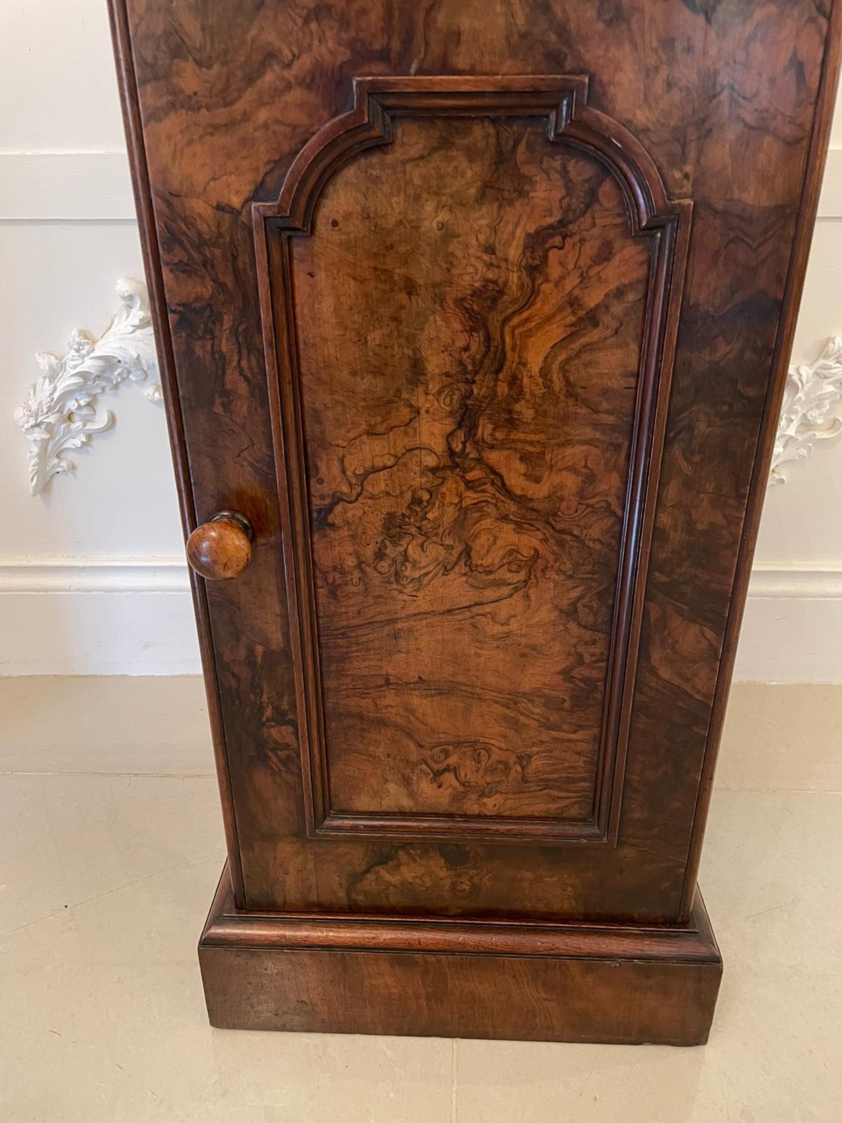 Quality Antique Victorian Burr Walnut Bedside Cabinet/Nightstand In Good Condition In Suffolk, GB