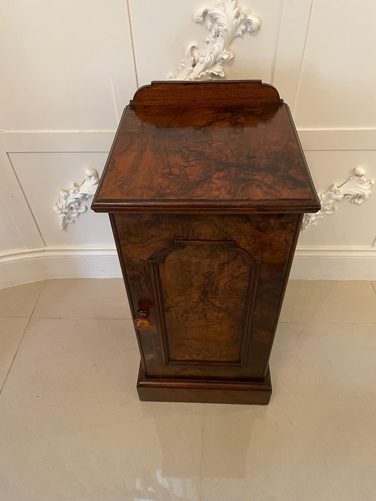 Quality Antique Victorian Burr Walnut Bedside Cabinet/Nightstand 1