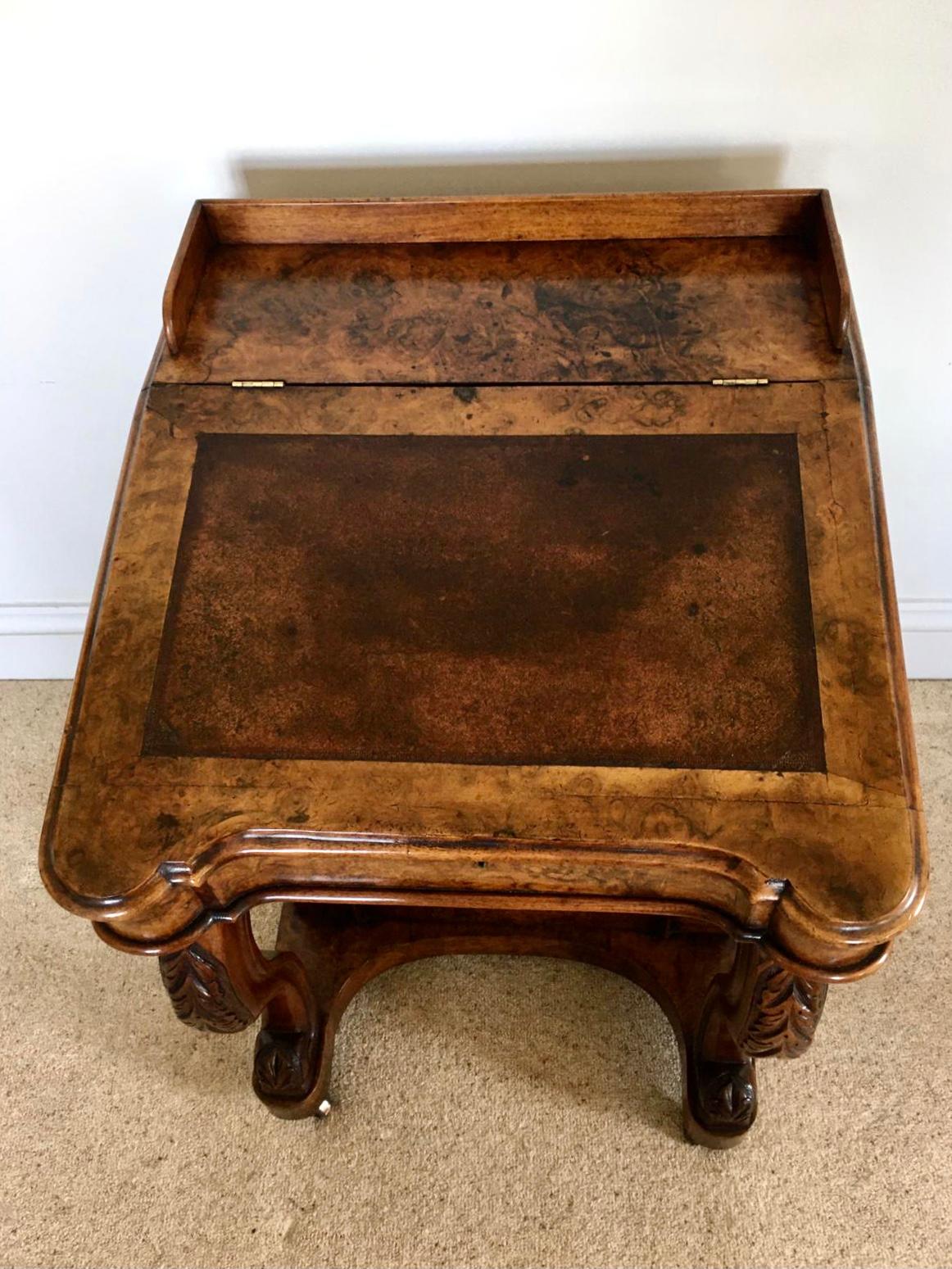 Quality Antique Victorian Burr Walnut Freestanding Davenport For Sale 6
