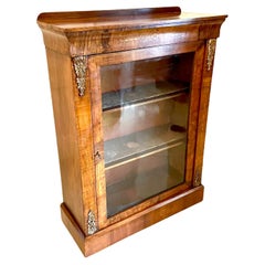 Quality Antique Victorian Burr Walnut Inlaid Display Cabinet
