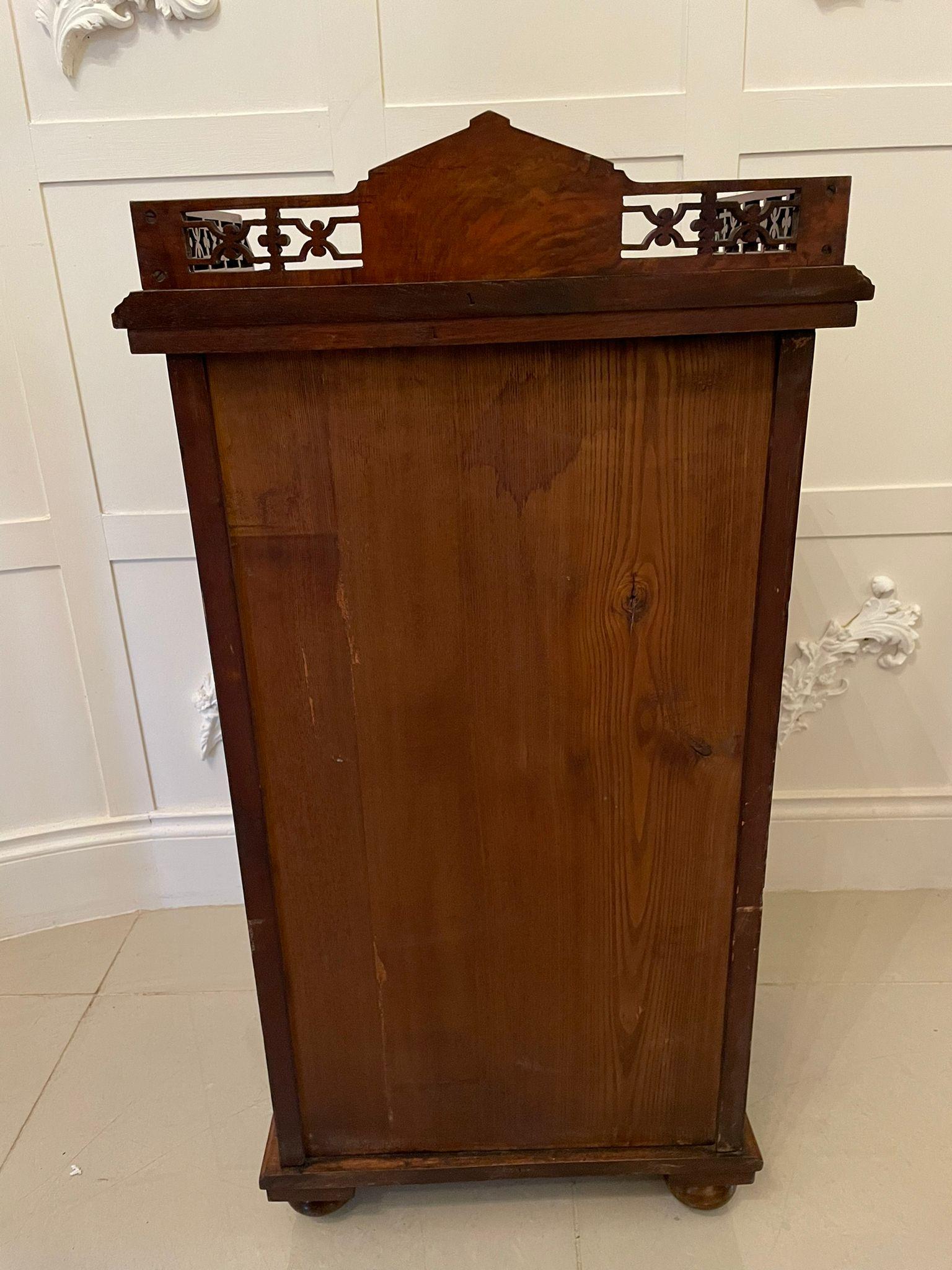 Quality Antique Victorian Burr Walnut Music Cabinet For Sale 5
