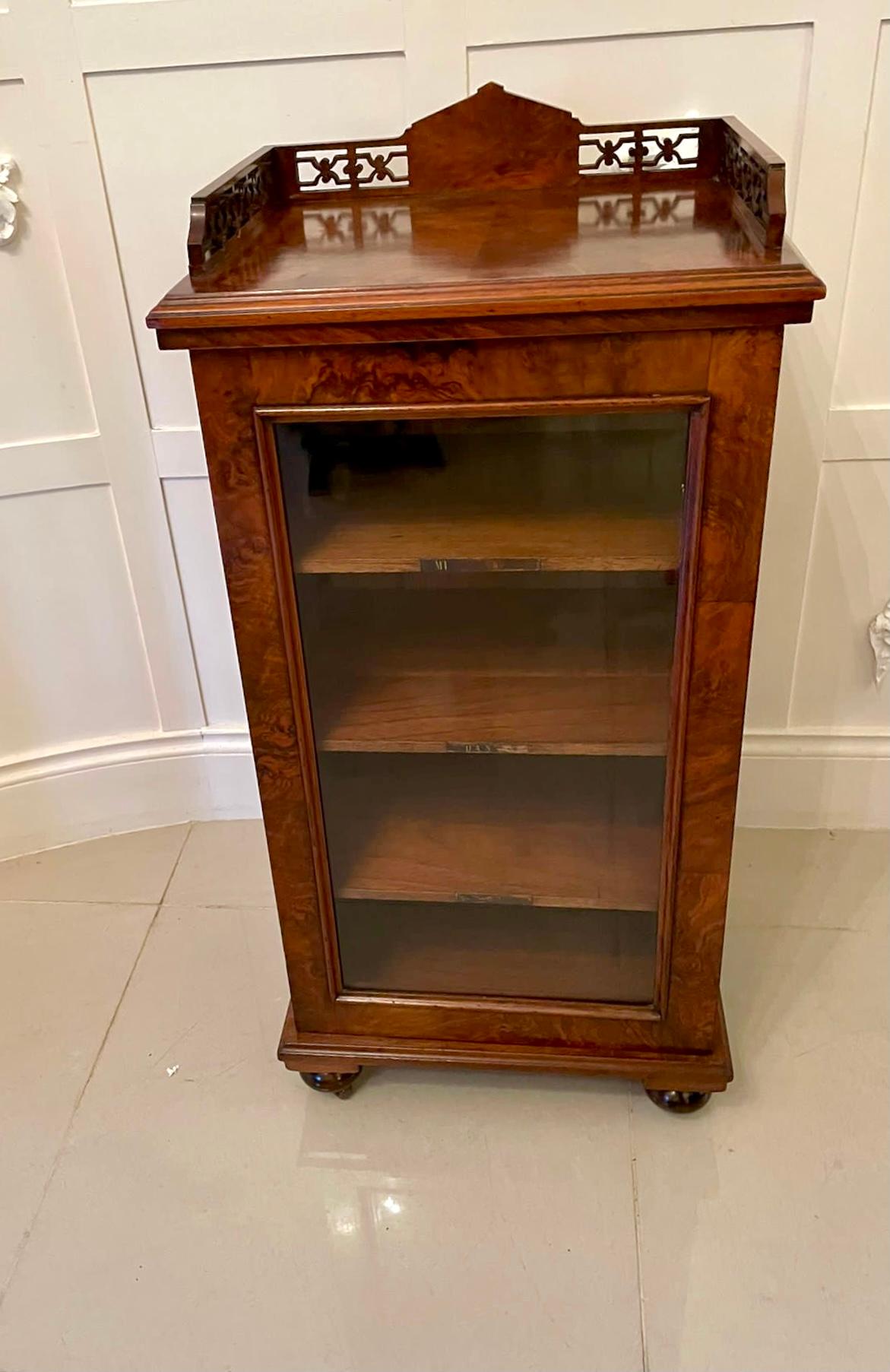 Quality Antique Victorian Burr Walnut Music Cabinet For Sale 13