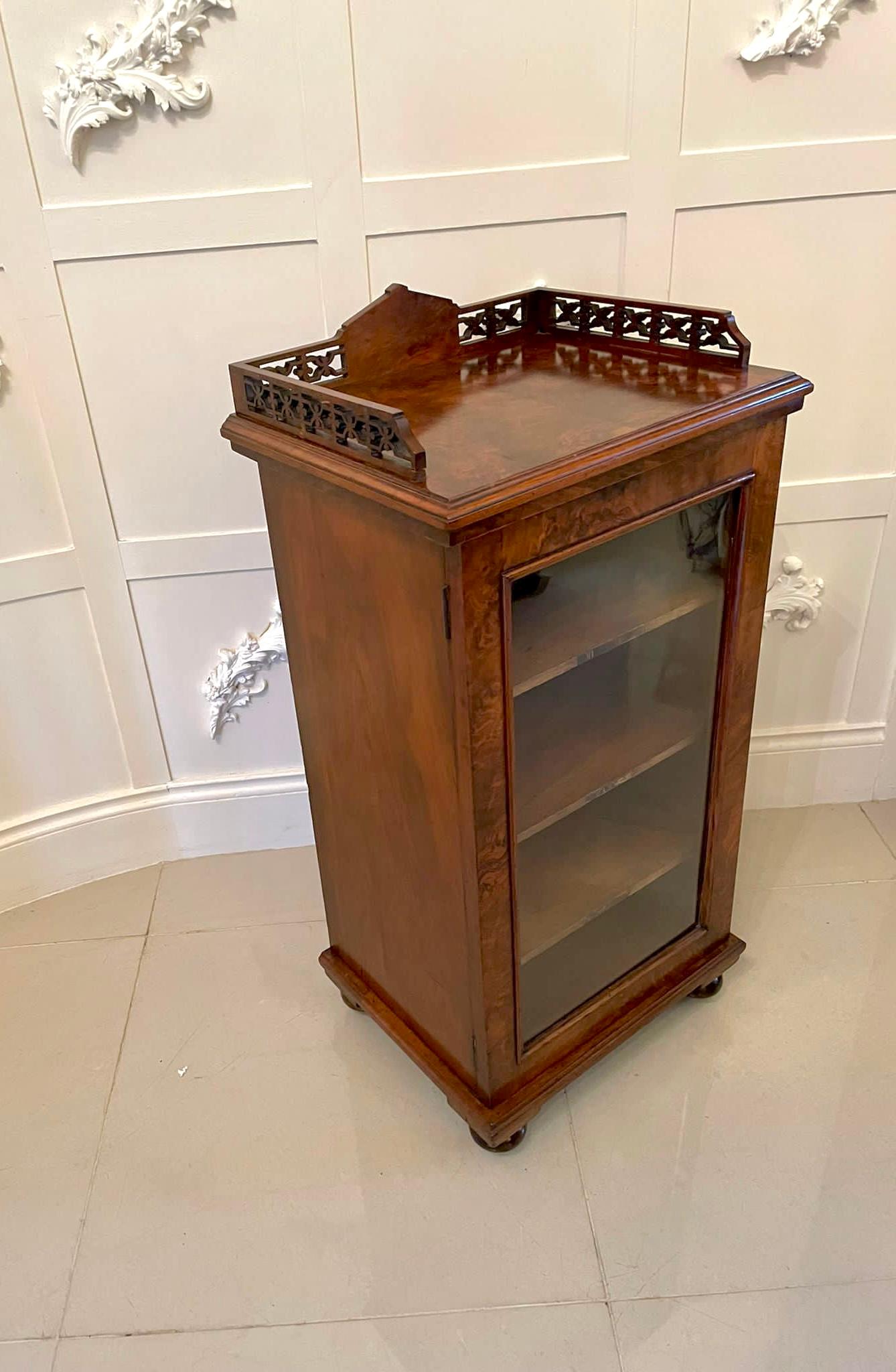 Quality Antique Victorian Burr Walnut Music Cabinet For Sale 15
